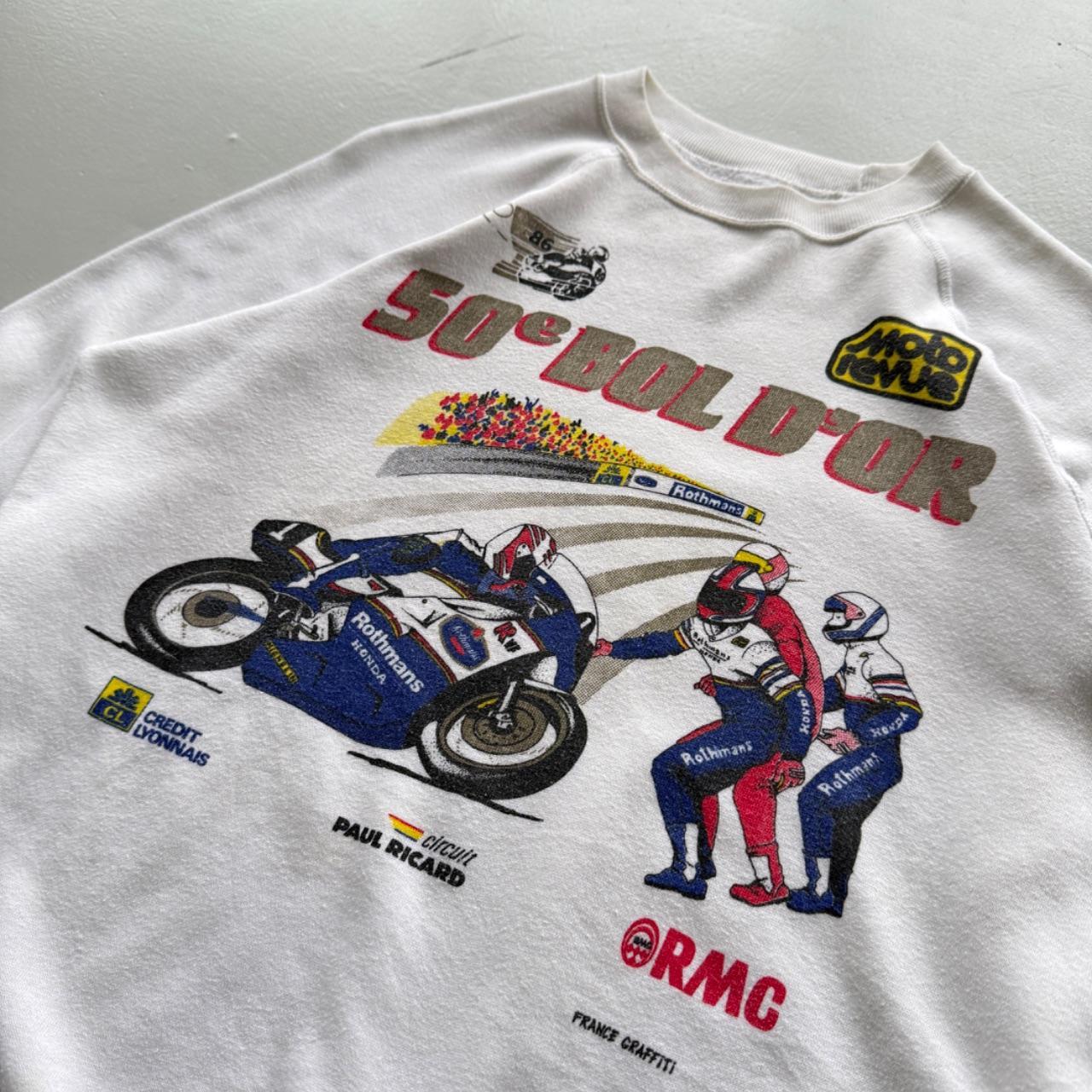 White Mortorcycle Racing 90’s Vintage Graphic Sweatshirt - Small