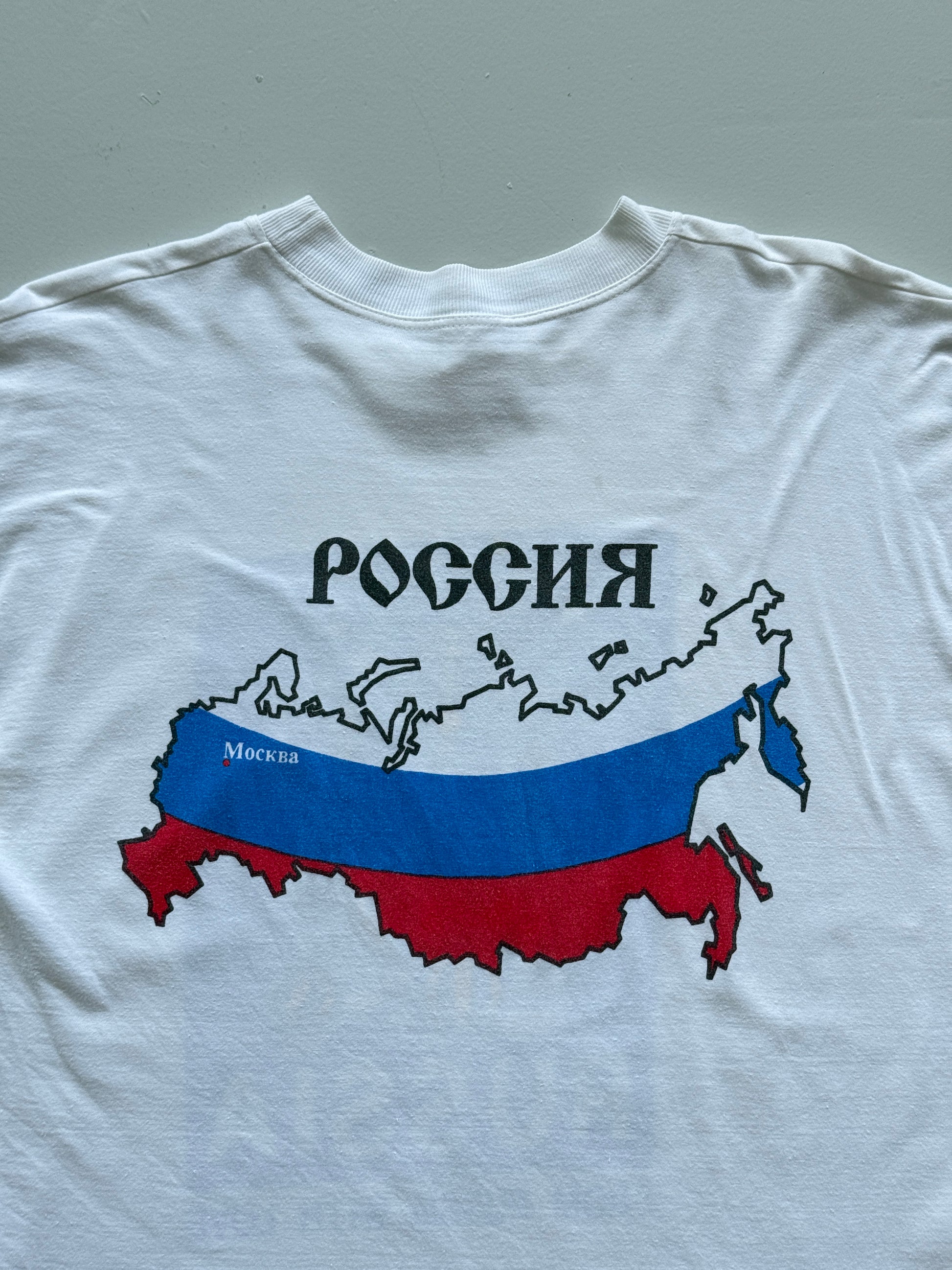 White 'From Russia with Love' 90's Vintage Graphic Tourist T-Shirt - Large