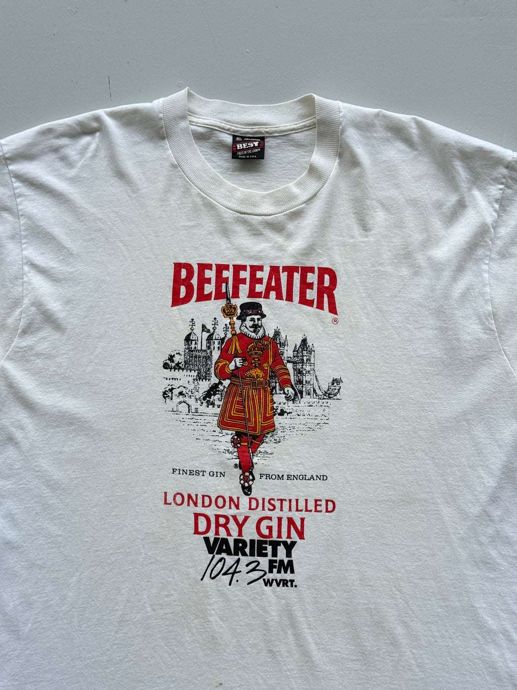 White Beefeater Gin 90's Vintage Single Stitch Graphic T-Shirt- XL