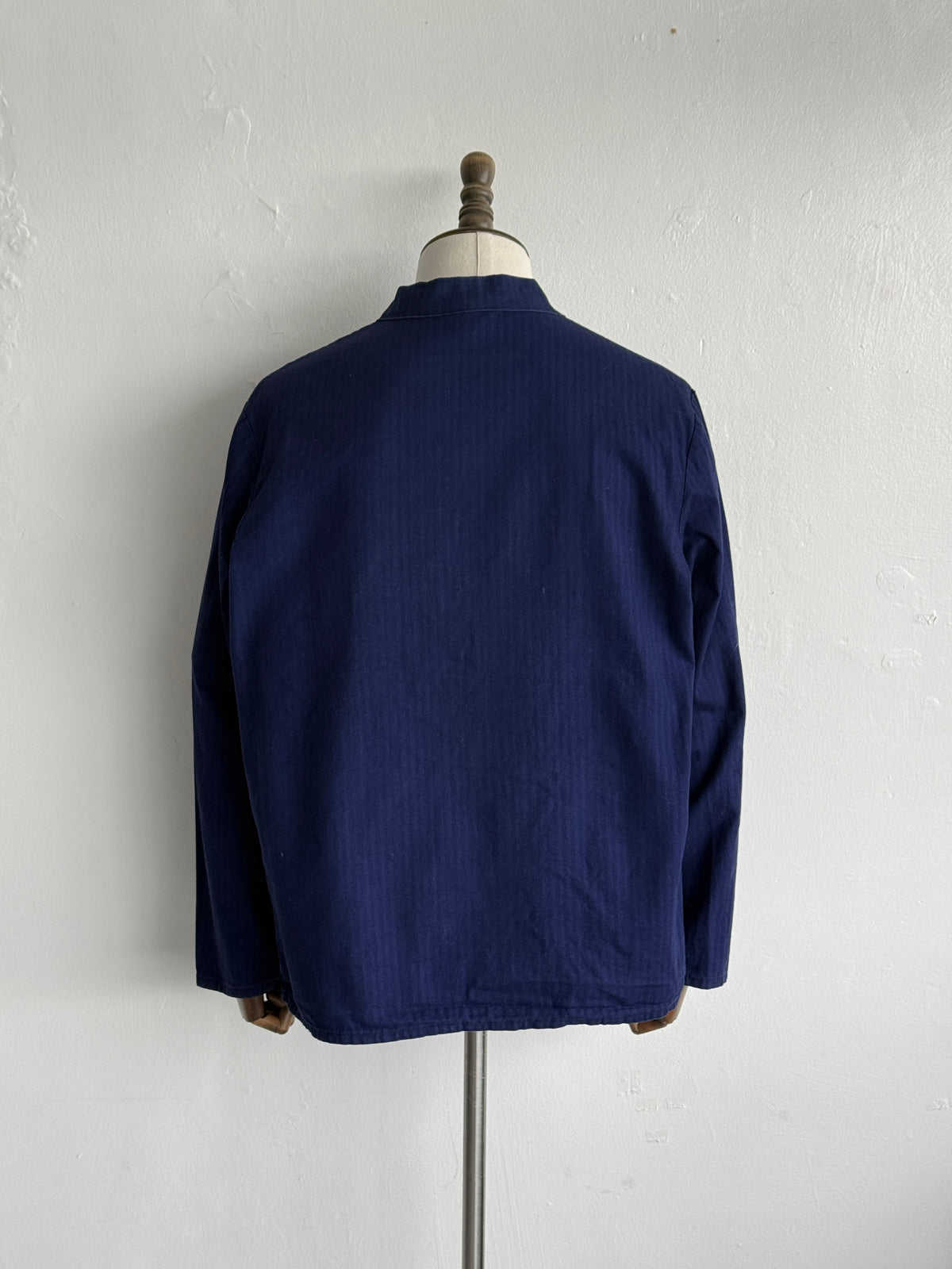 Indigo Blue Herringbone German Vintage Workwear Chore Jacket CH524 - Medium