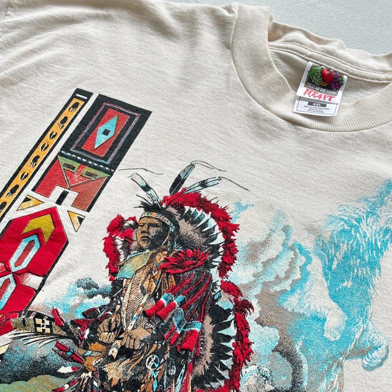 Tan Native Ameircan Vintage 90's Graphic T-shirt - XL Long