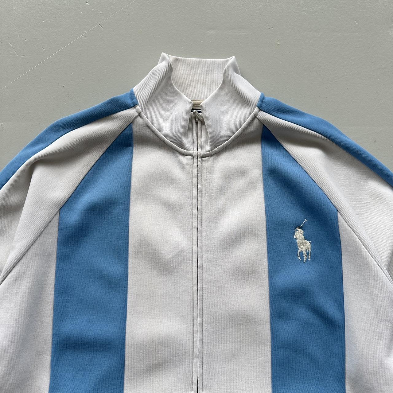 White / Blue Ralph Lauren Big Pony 90’s Vintage Track Jacket - XL