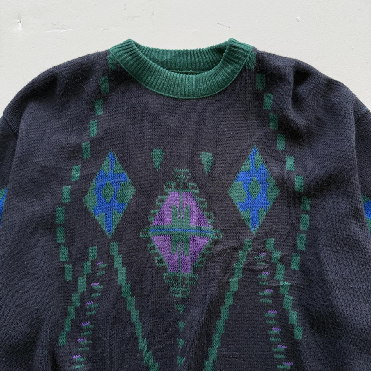 Navy Blue Woollen 90’s Vintage Heavy Knit Jumper - Large