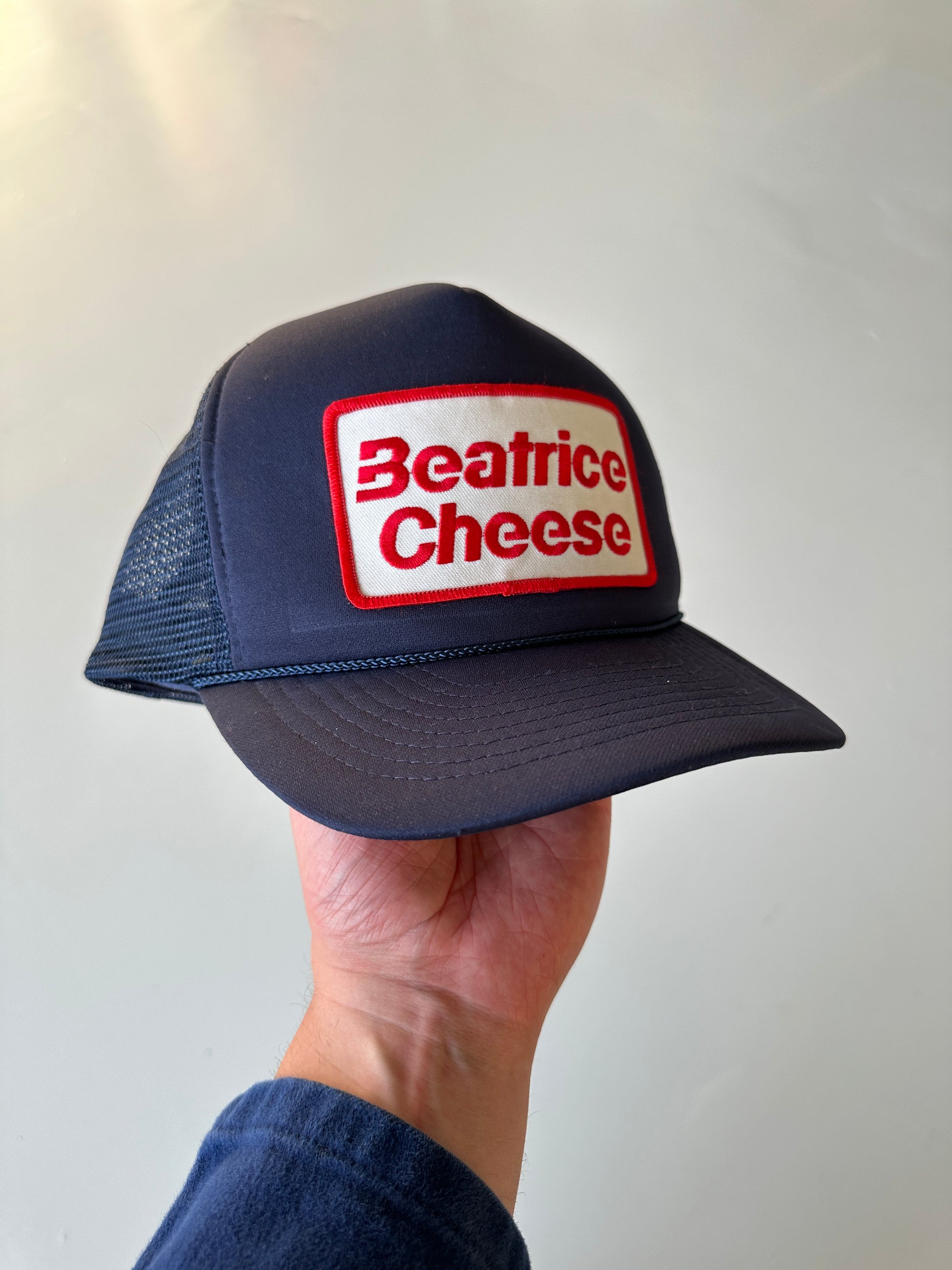 Navy Beatrice Cheese Vintage Foam & Mesh SnapBack Trucker Cap