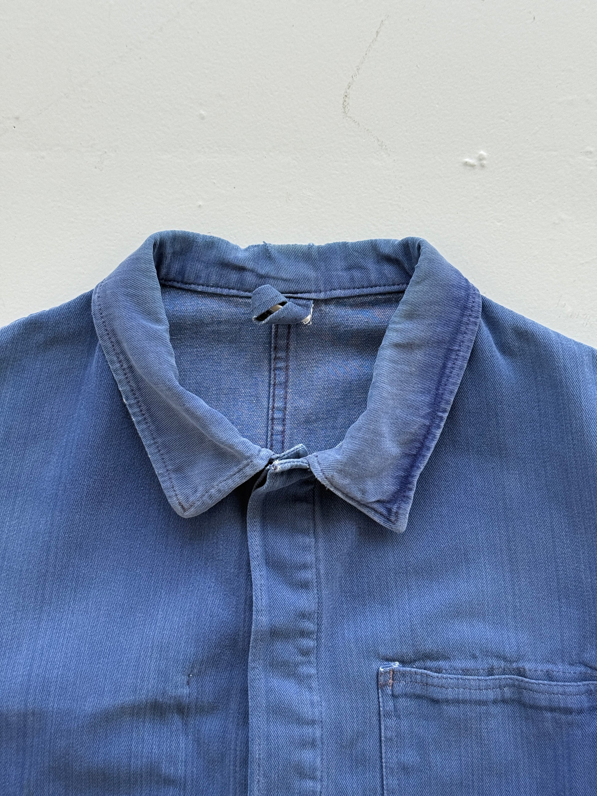 Thrashed Blue French Vintage Workwear Chore Jacket CH364 - Small