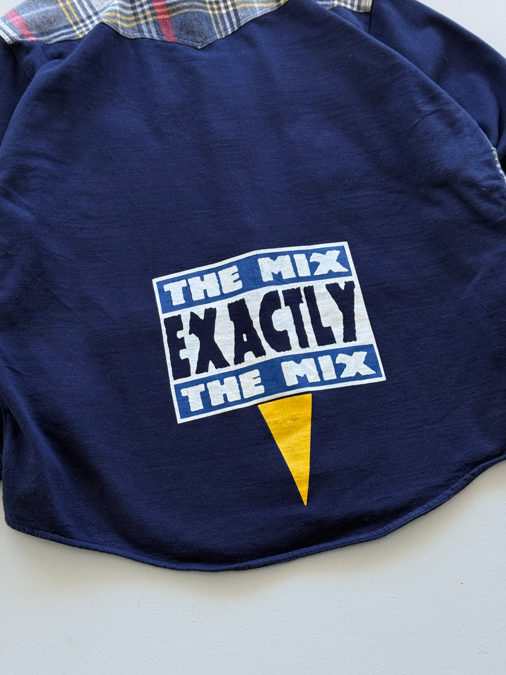Navy Blue The Mix 90's Vintage Raver Chequered Shirt Hoodie - XL