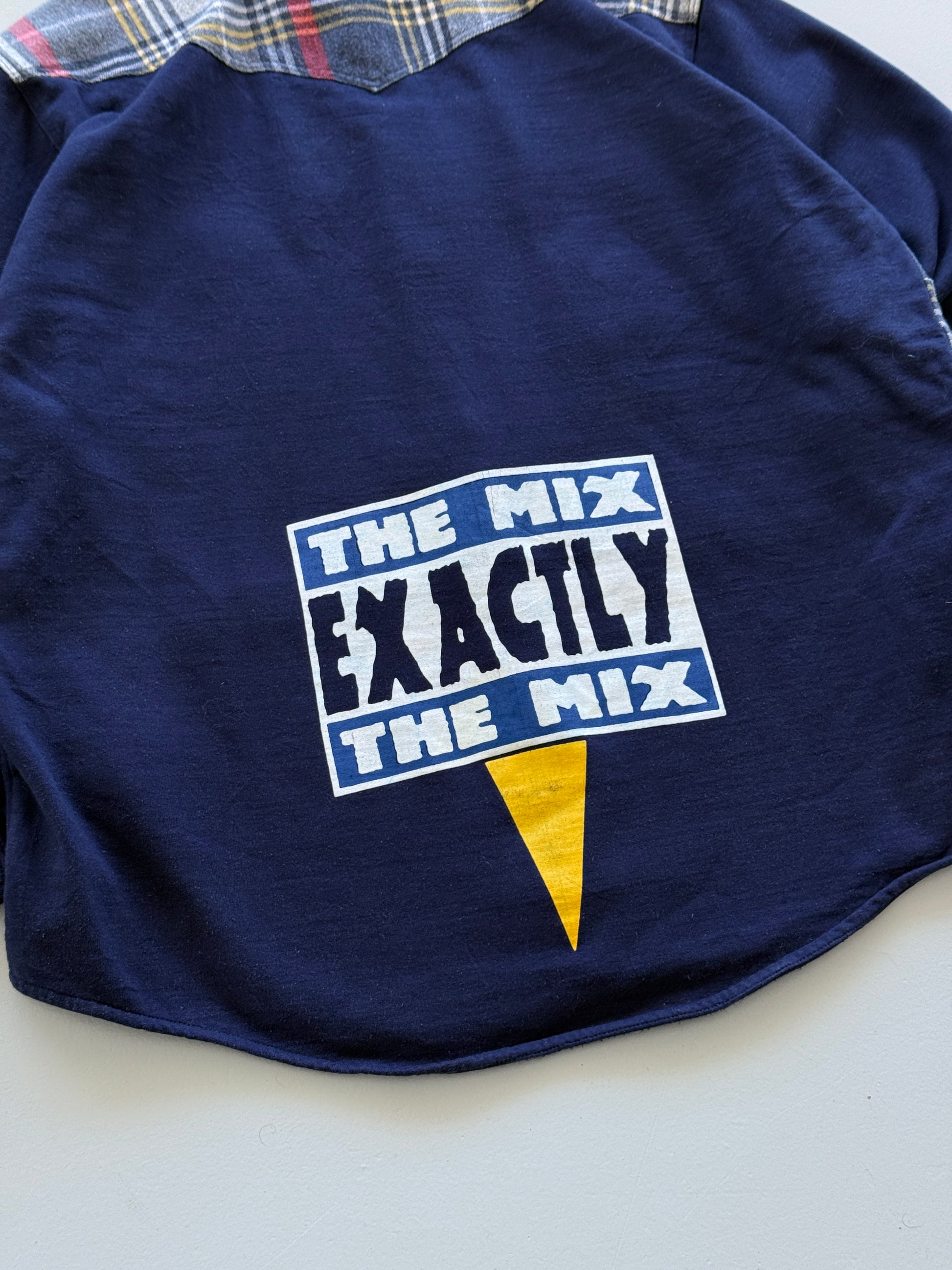 Navy Blue The Mix 90's Vintage Raver Chequered Shirt Hoodie - XL