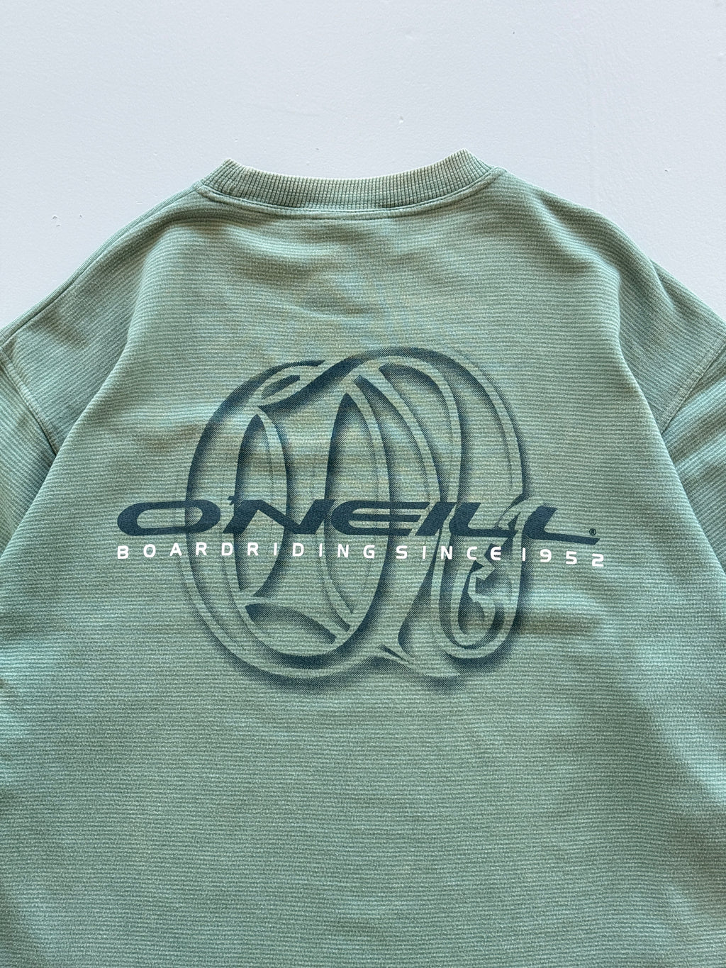 Green Striped O'Neill 90's Vintage Sun Faded Surfer Graphic Sweatshirt - XL