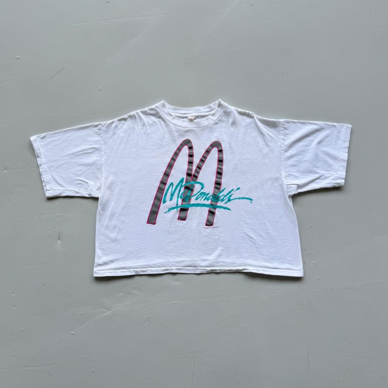 White McDonald's 80s Cropped Vintage T-shirt - Large