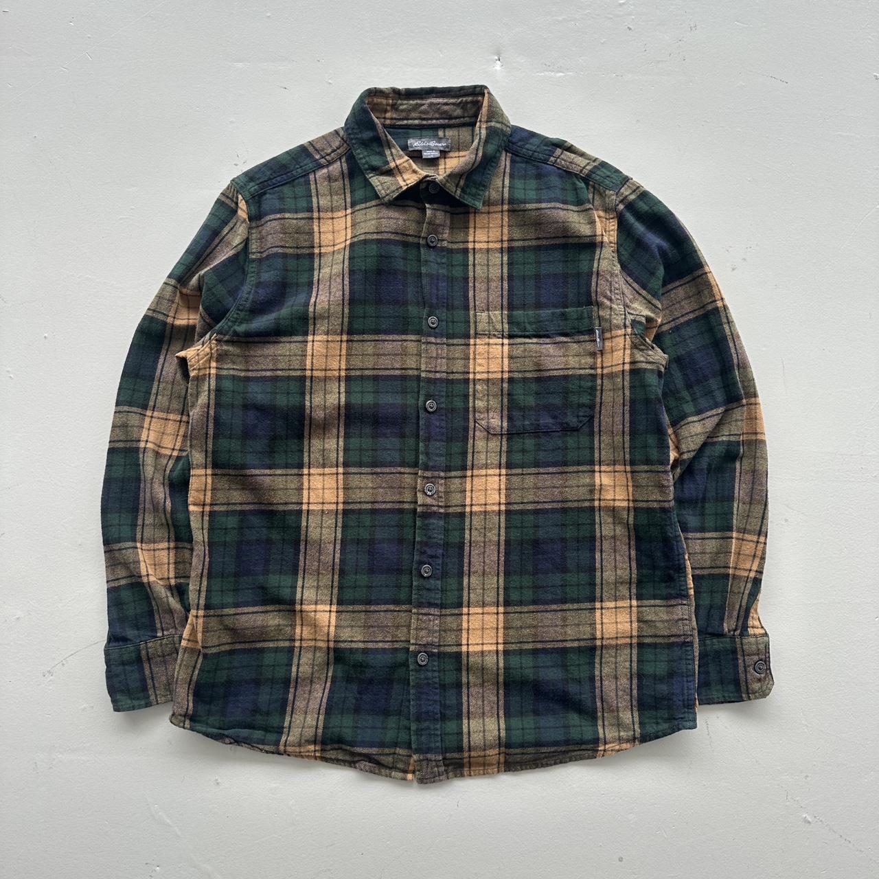 Green Navy Checkered Eddie Bauer 90s Vintage Long sleeve - Medium