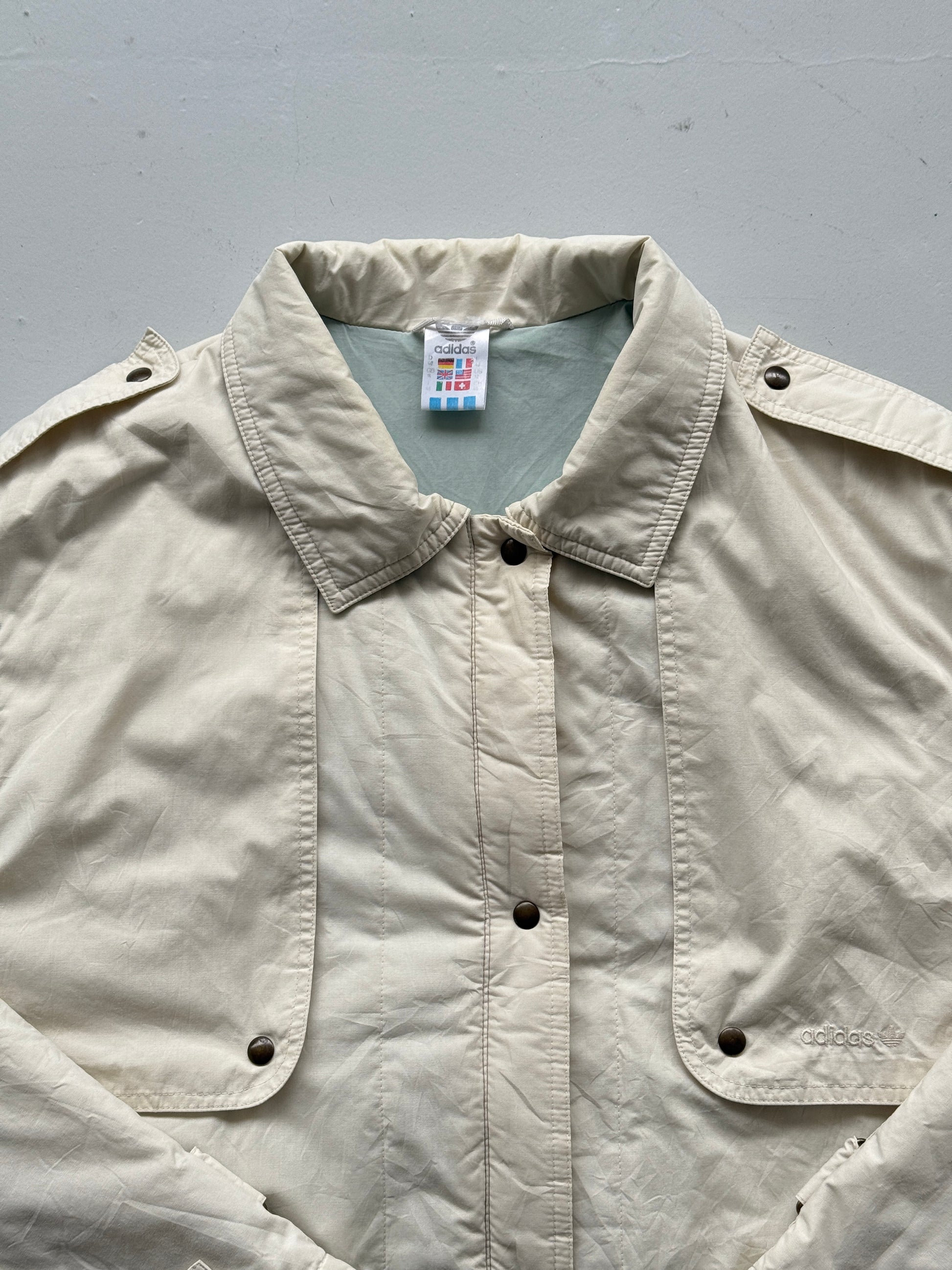 Cream Adidas 80's Vintage Full Body Length Puffer Jacket - UK14