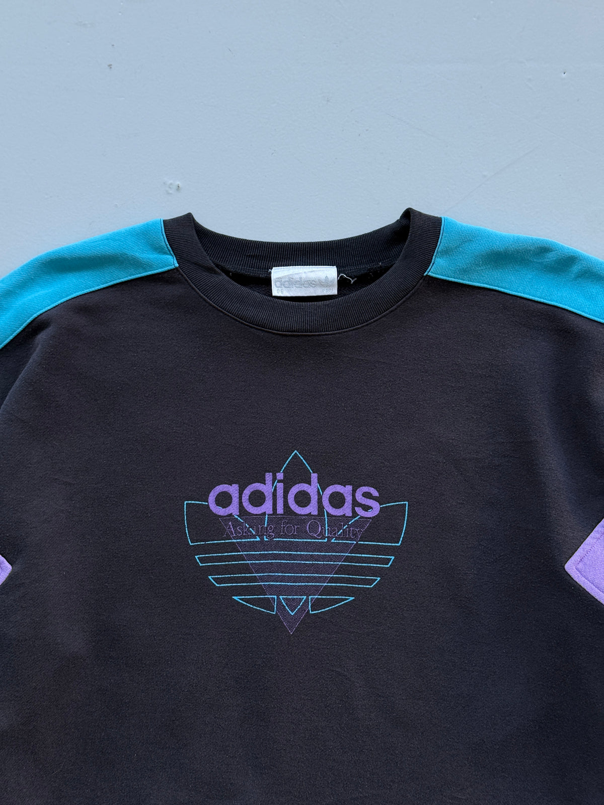 Adidas Colour Block Trefoil 90's Vintage Cropped Sweatshirt - 10/12