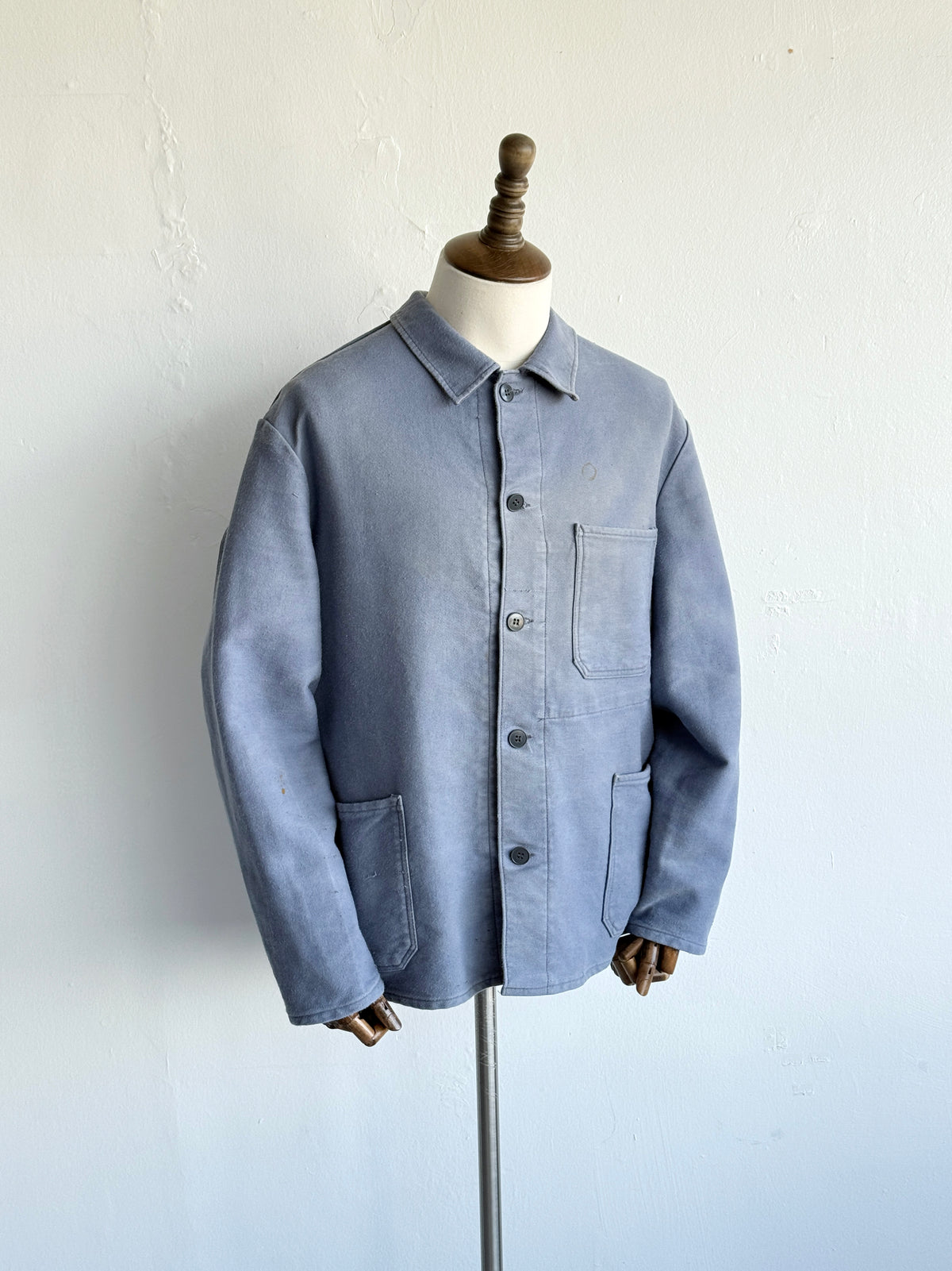 Faded Blue Moleskin German Made 60's Vintage Workwear Chore Jacket CH472 - Large