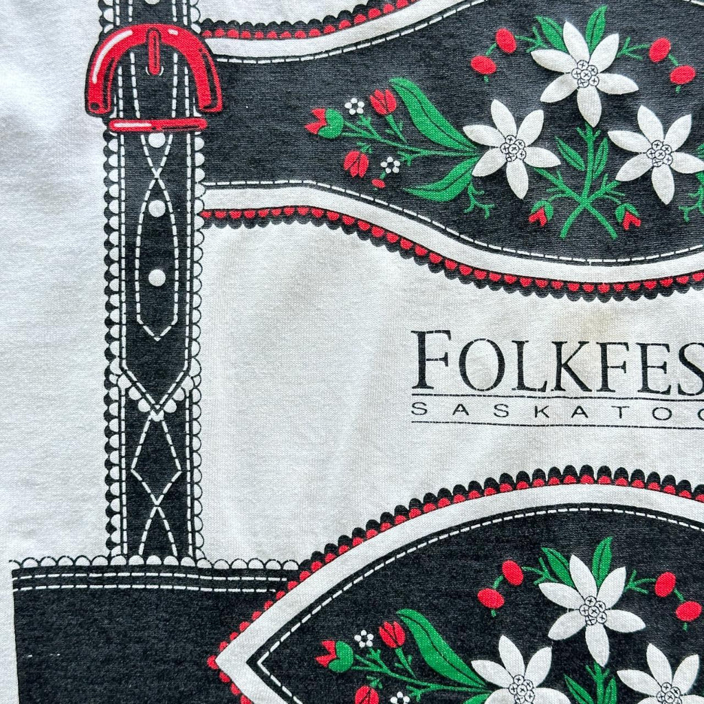 White Folkfest Vintage 90's T-shirt - XL