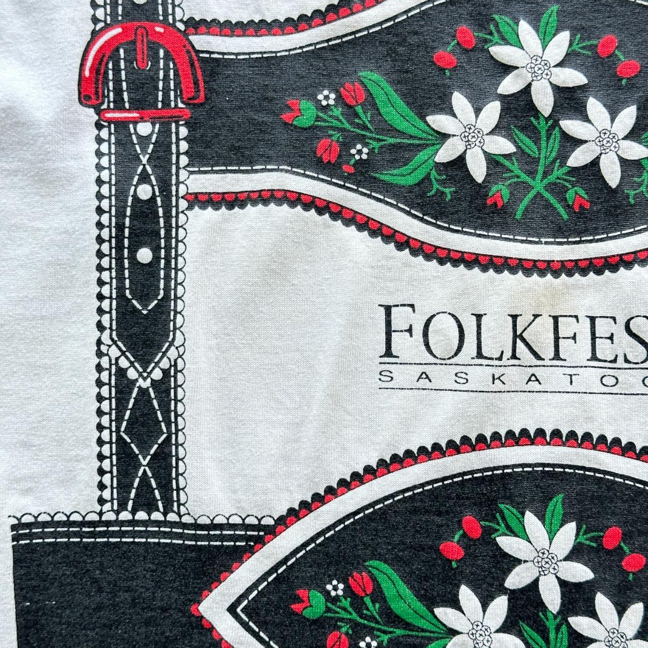 White Folkfest Vintage 90's T-shirt - XL