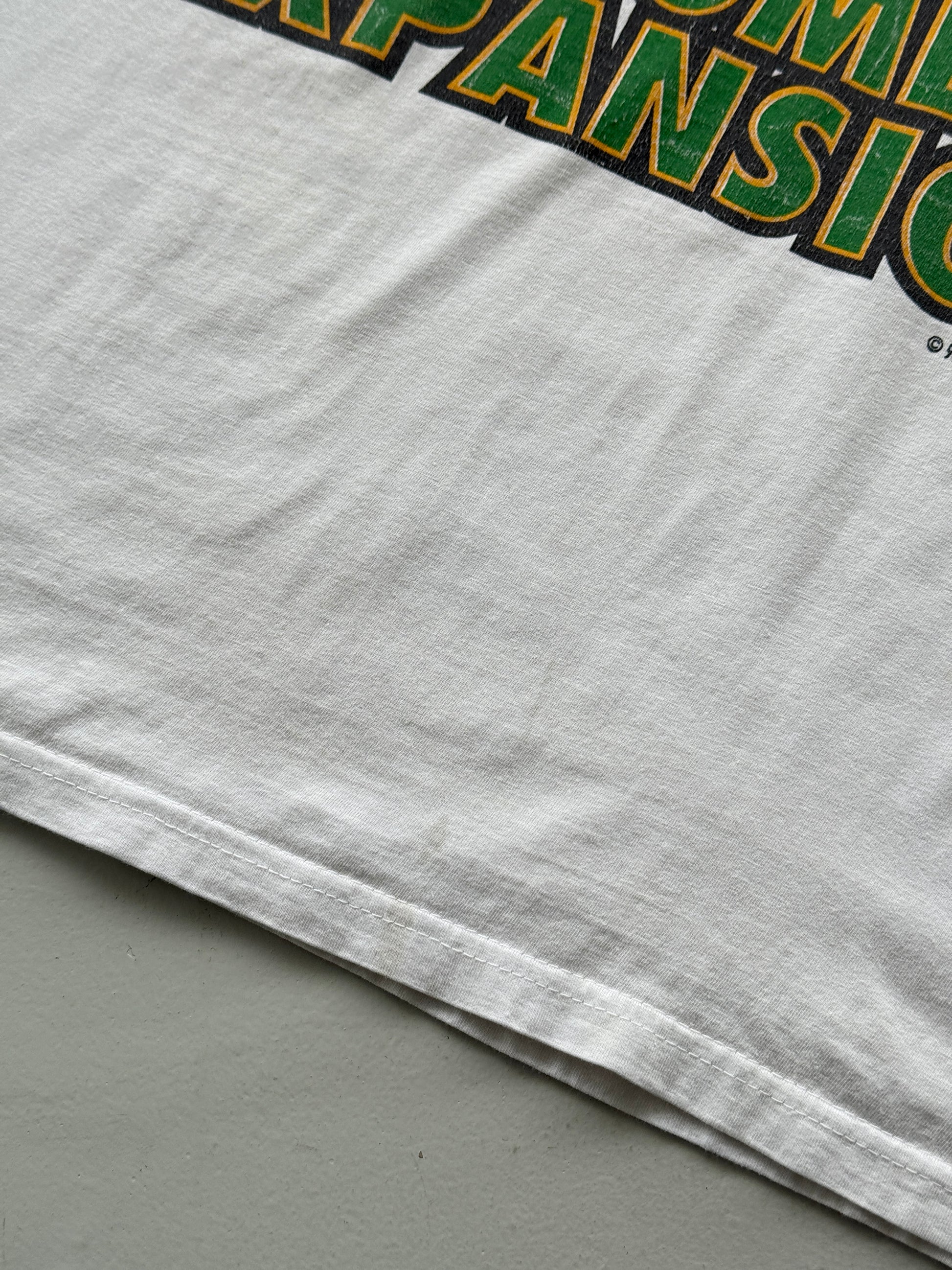 White 00's Vintage Novelty Slogan Graphic Dad T-Shirt - Large