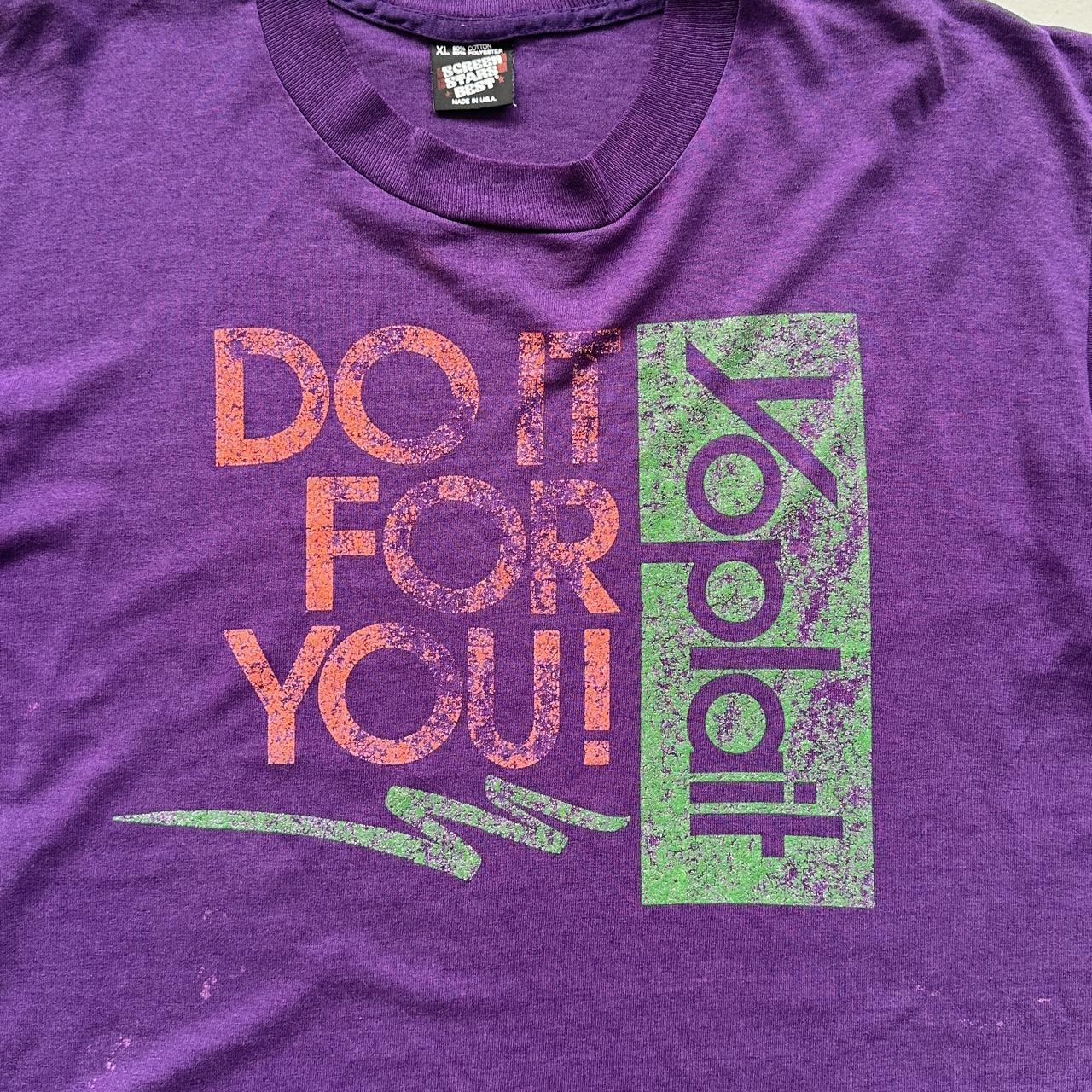 Purple "DO IT FOR YOURSELF" Slogan 90s Vintage T-shirt - Large