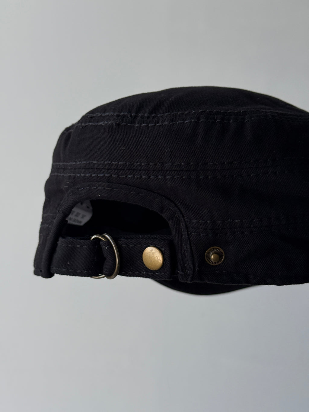 Black Studded Y2K Cadet Cap Military Style 00's Grunge Aesthetic