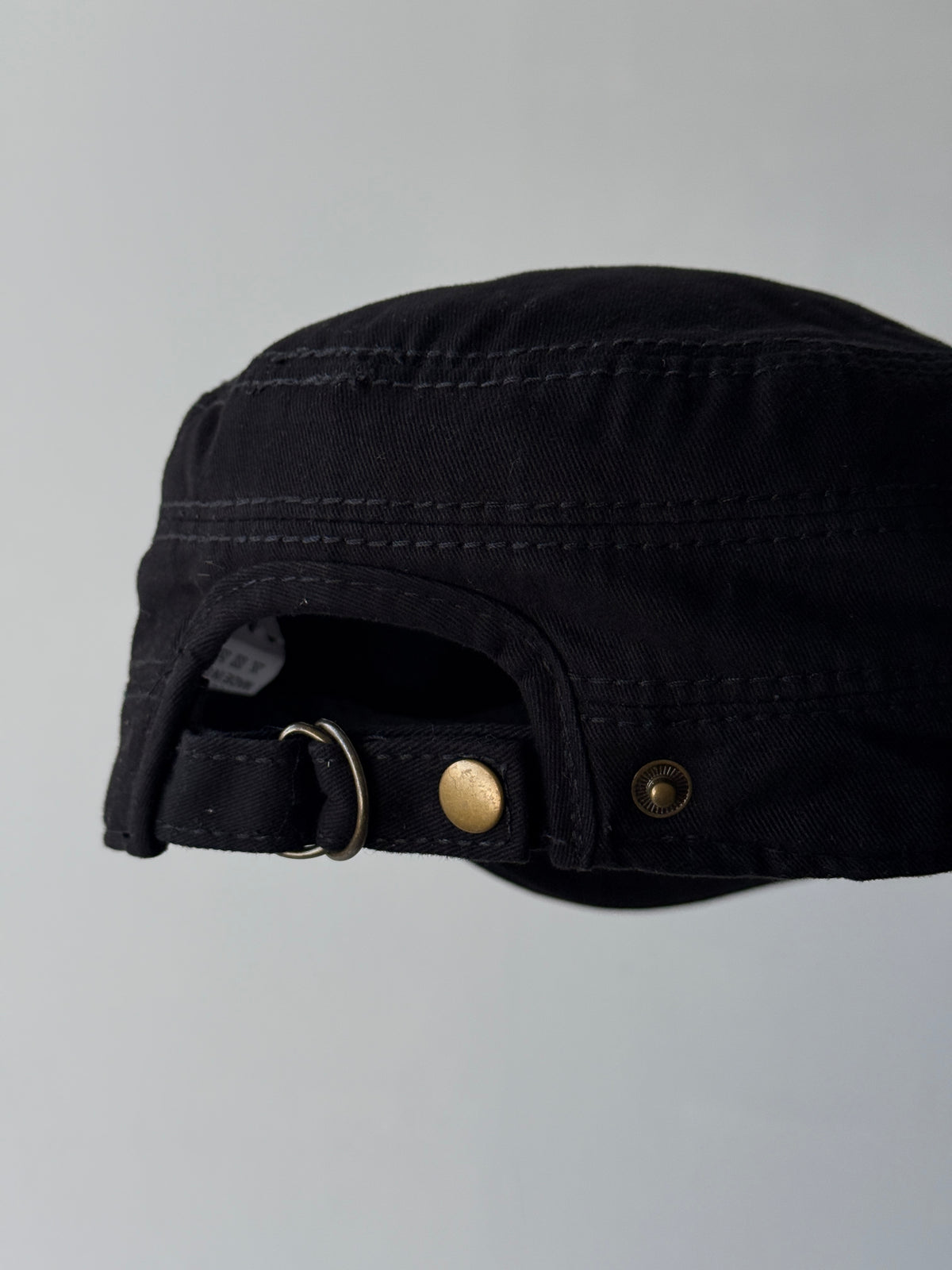 Black Studded Y2K Cadet Cap Military Style 00's Grunge Aesthetic