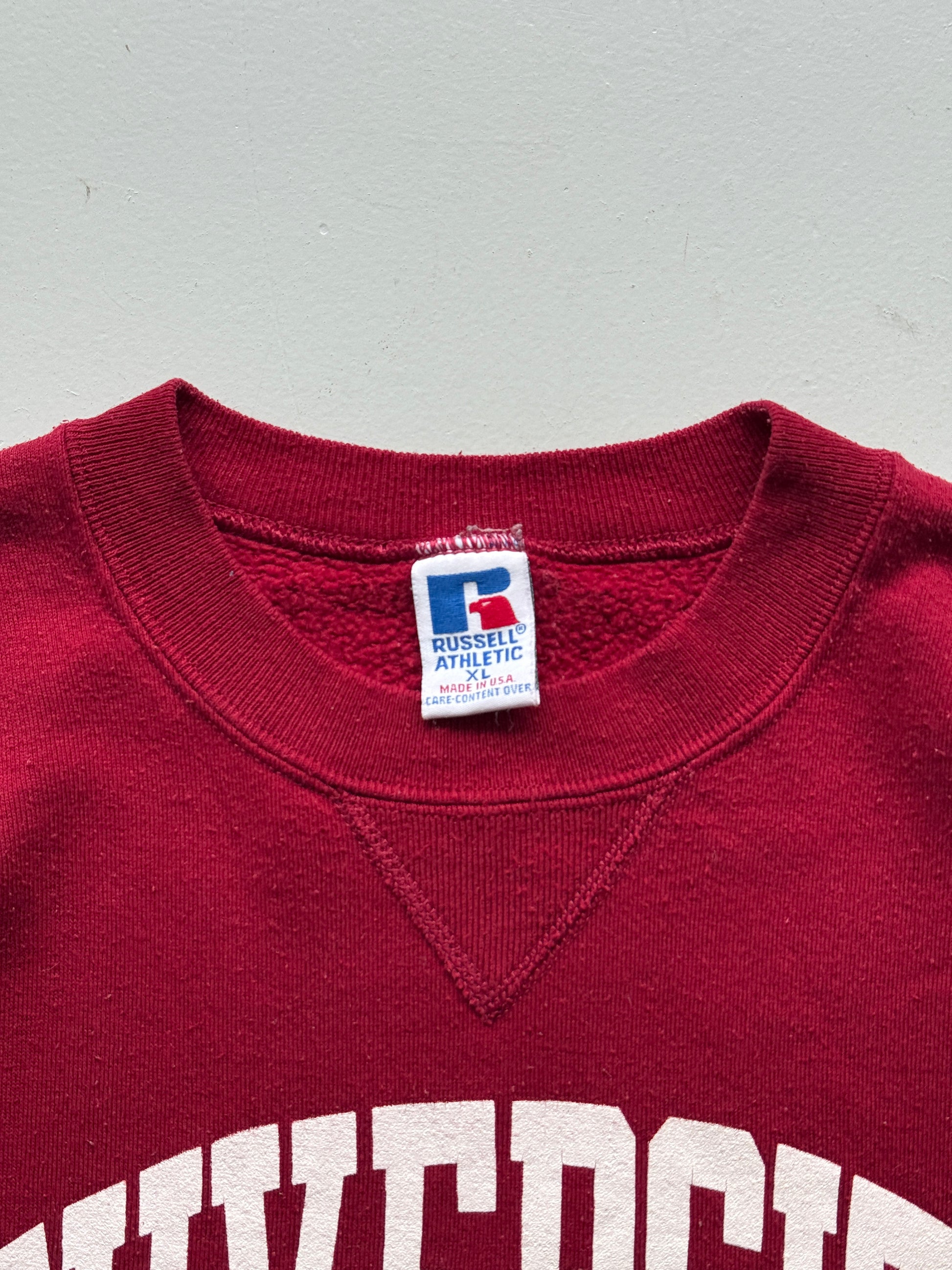 Red Collage Spell Out 90's Vintage Graphic Sweatshirt Jumper- Large