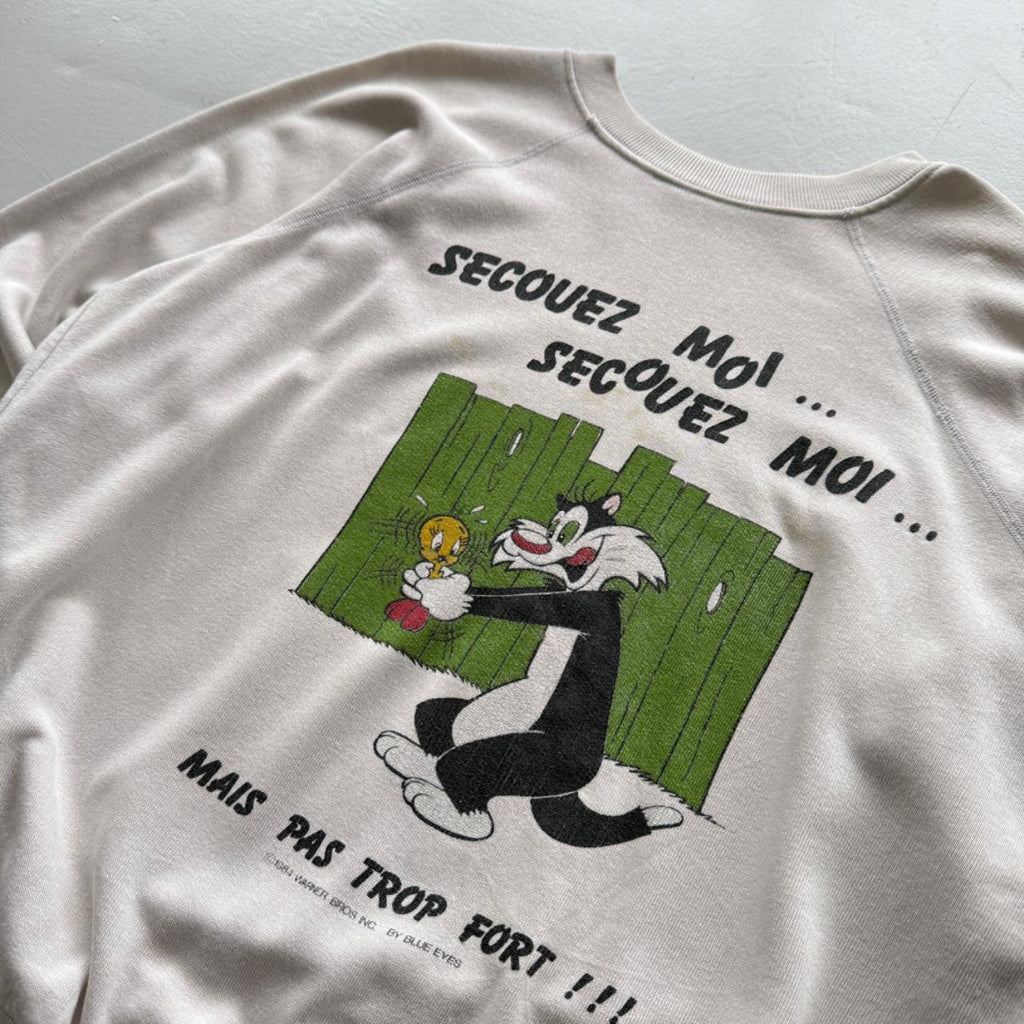 Cream 1984 Sylvester Tweety Warner Bros French Vintage Graphic Sweatshirt - Medium