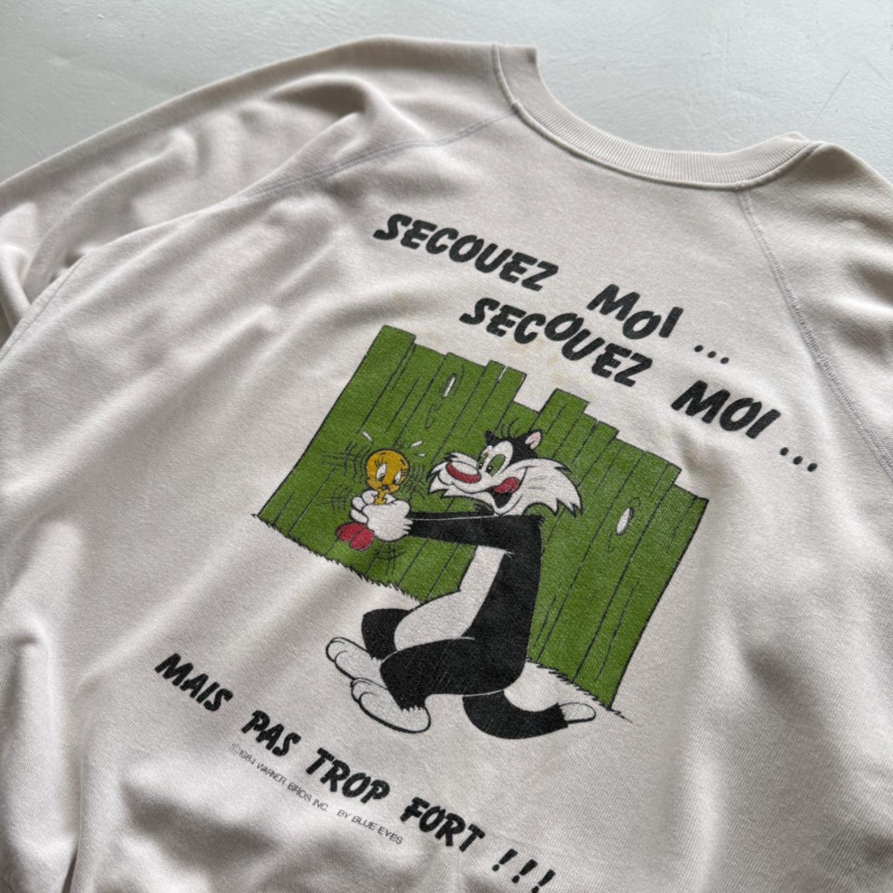 Cream 1984 Sylvester Tweety Warner Bros French Vintage Graphic Sweatshirt - Medium