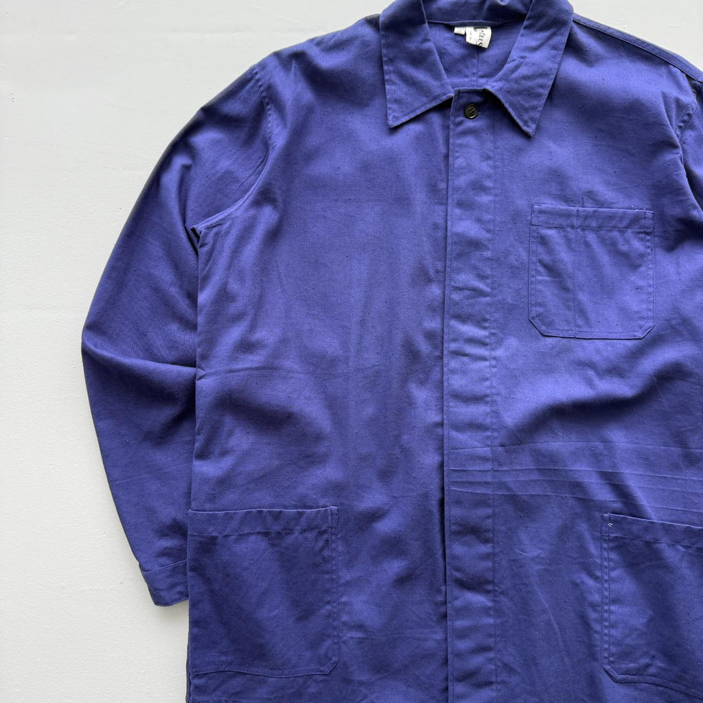 Indigo Blue Lotus French Vietnamese Workwear 80's Chore Jacket Shirt - Large