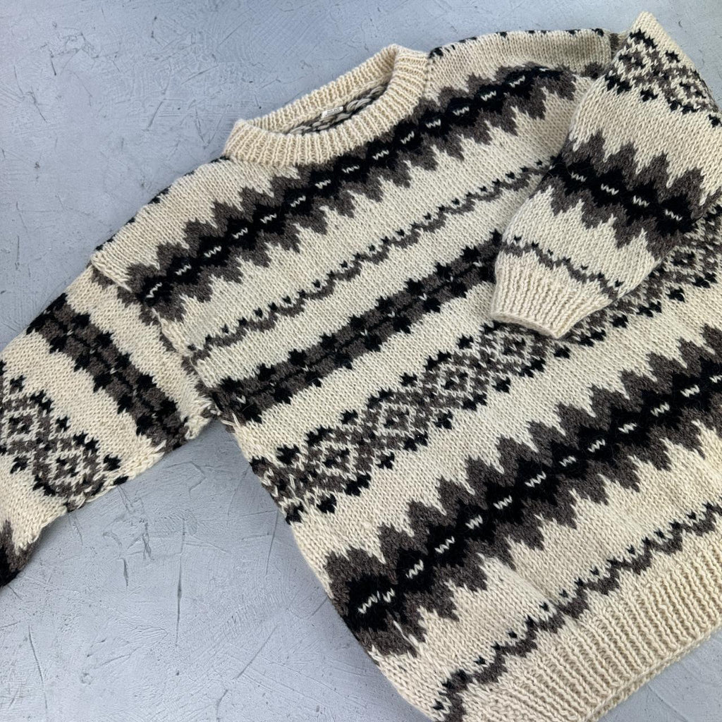 Hand Knit 90's Woollen Nepalese Sweatshirt - XL