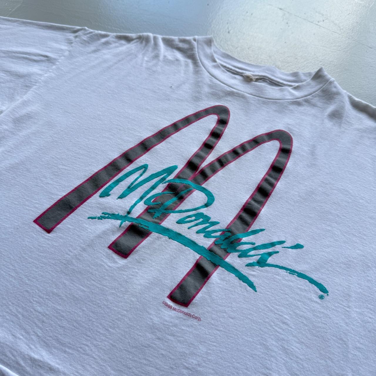 White McDonald's 80s Cropped Vintage T-shirt - Large