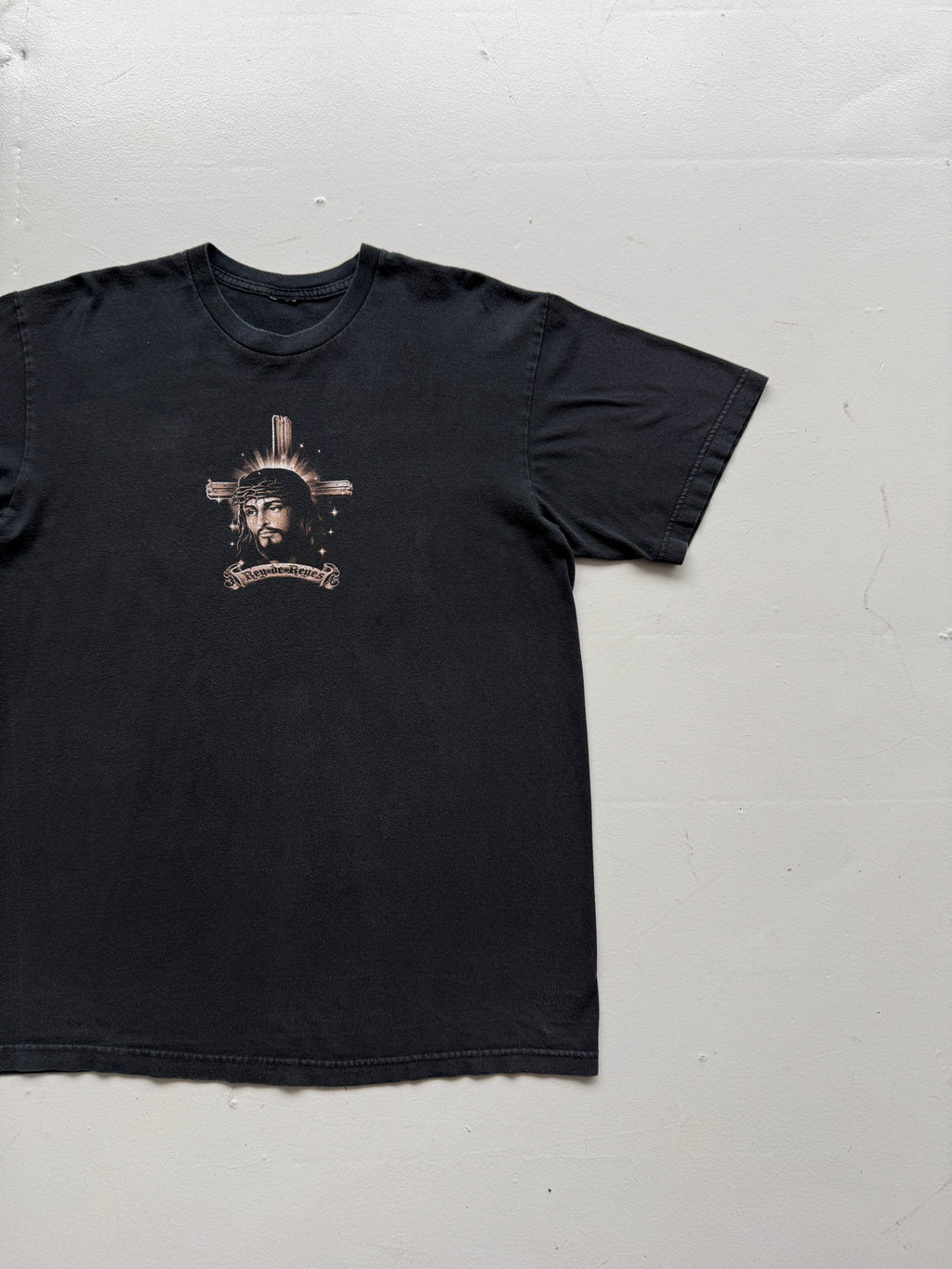 Black Jesus Rey de Reyes 00's Vintage Graphic T-Shirt - Large