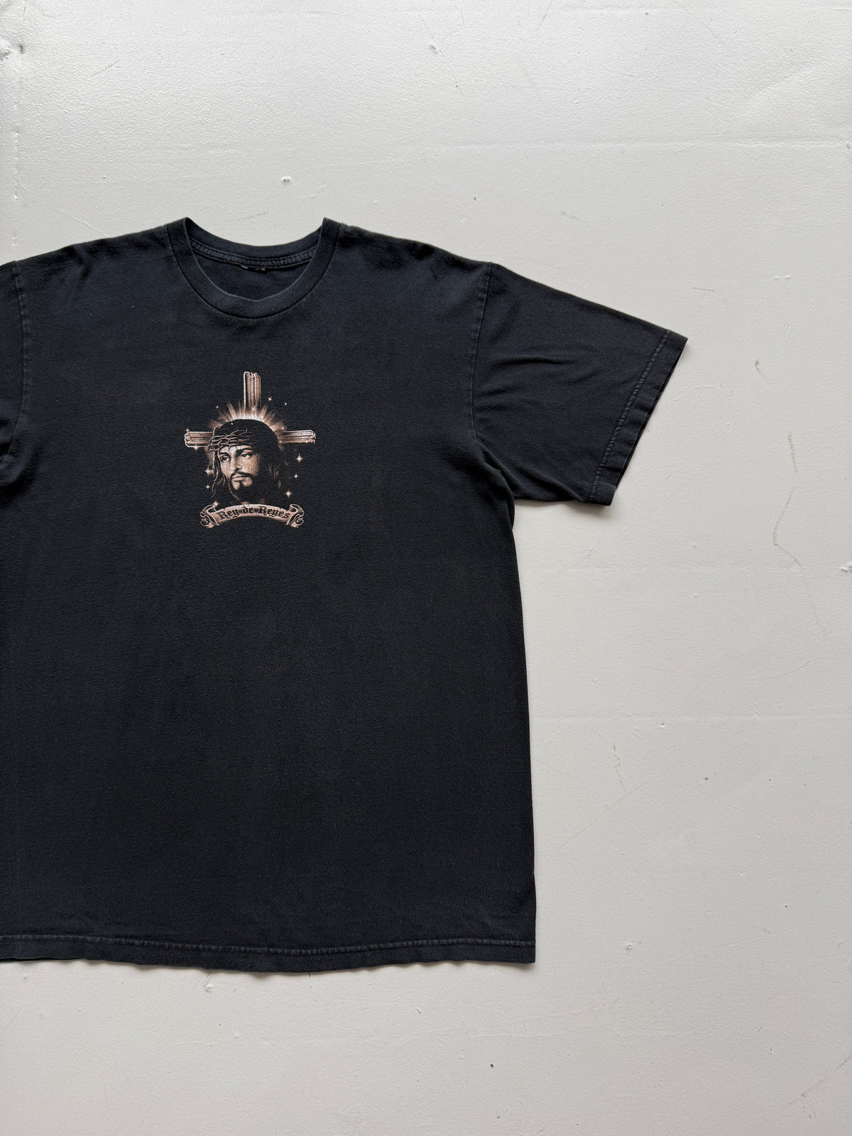 Black Jesus Rey de Reyes 00's Vintage Graphic T-Shirt - Large