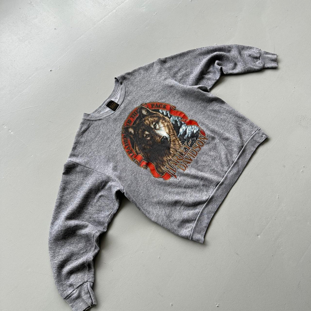 Grey Harley Davidson 3D Emblem Rare 90’s Vintage Sweatshirt - Large