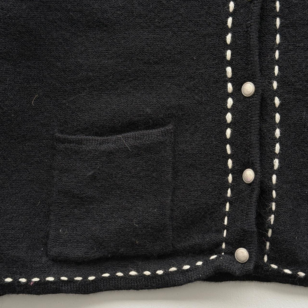 Black Karen Scott 80’s Vintage Wool Cardigan - Large
