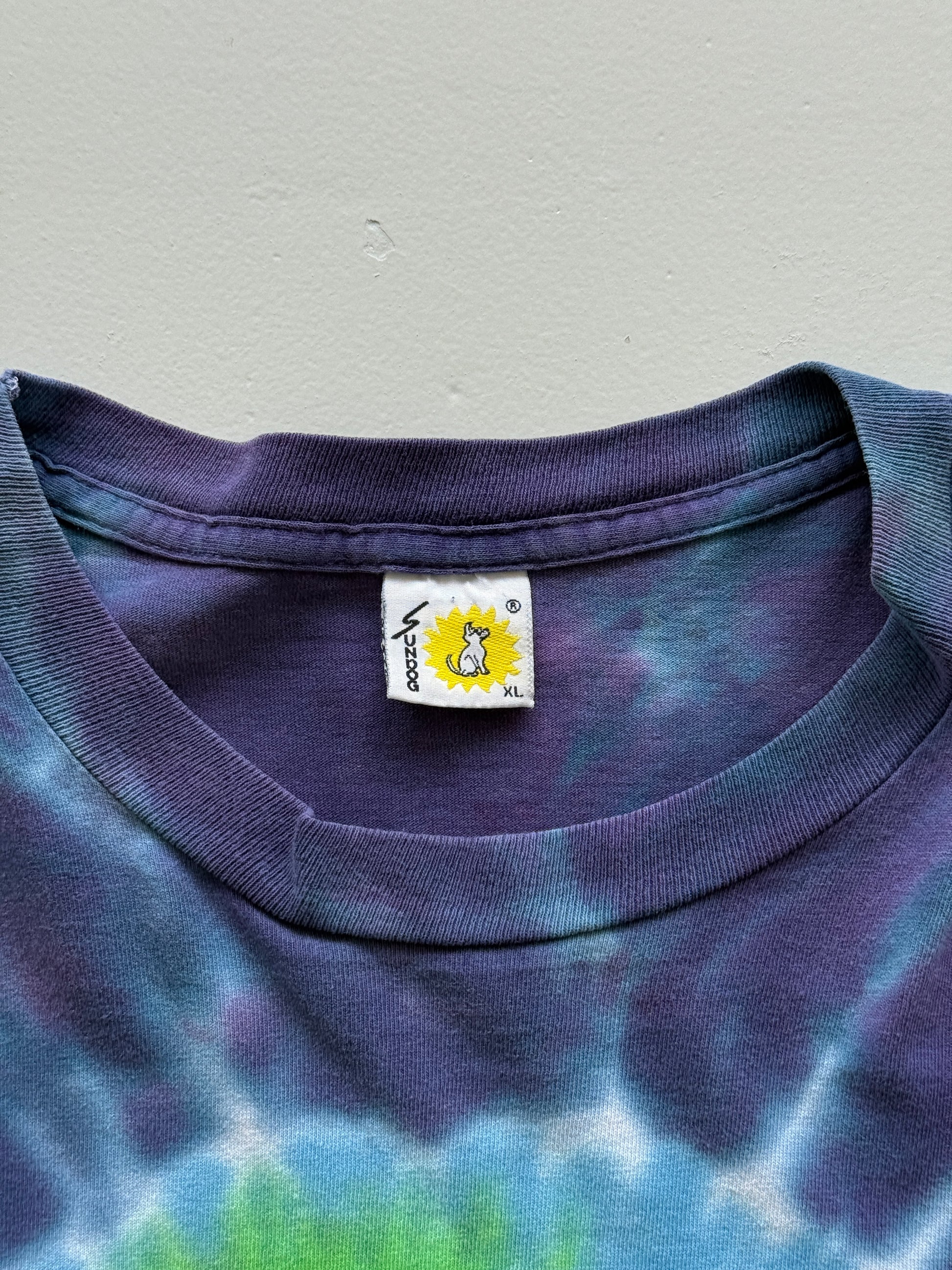Purple Tie-Dye Earth 90's Vintage Single Stitch T-Shirt - XL