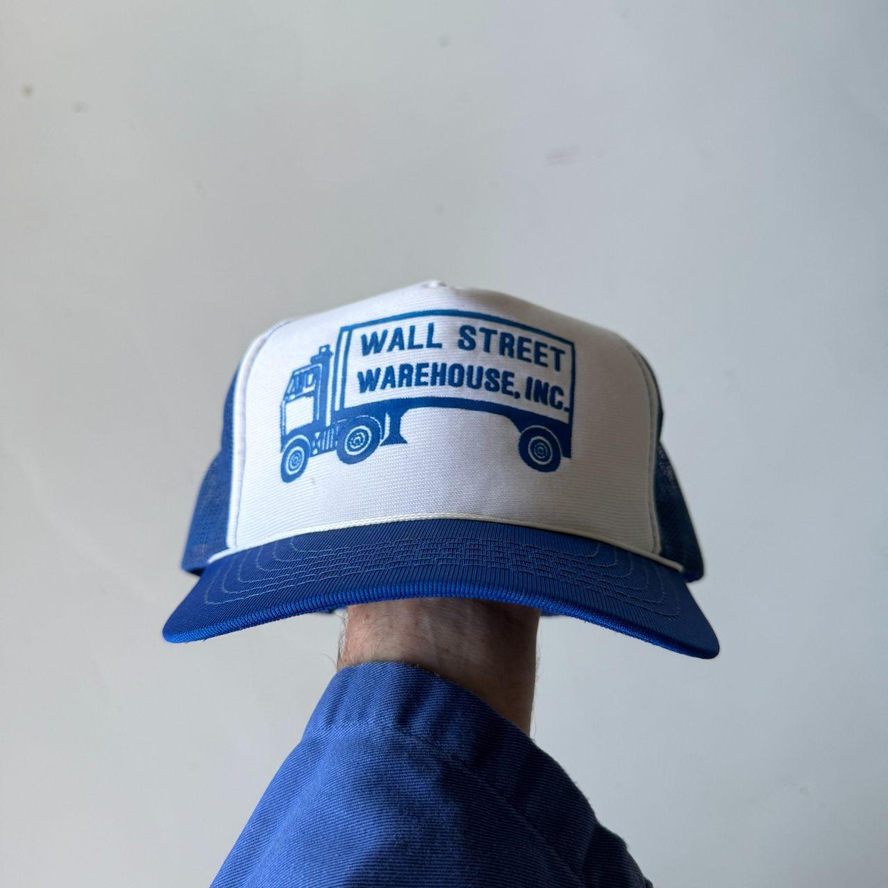 White / Blue Wall Street Warehouse Vintage Foam and Mesh SnapBack Trucker Cap