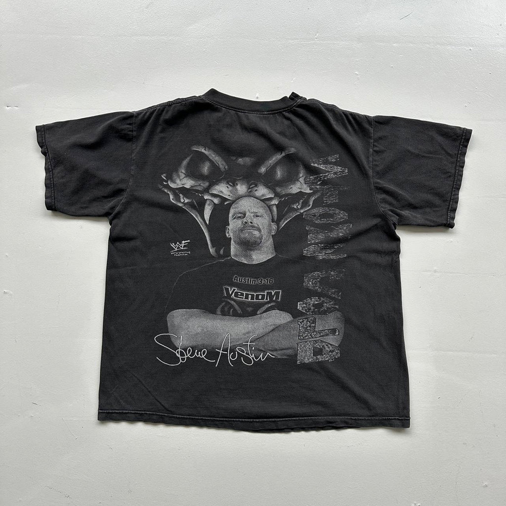 Black WWF Stone Cold Steve Austin Vintage Graphic T-Shirt - Large/XL Boxy