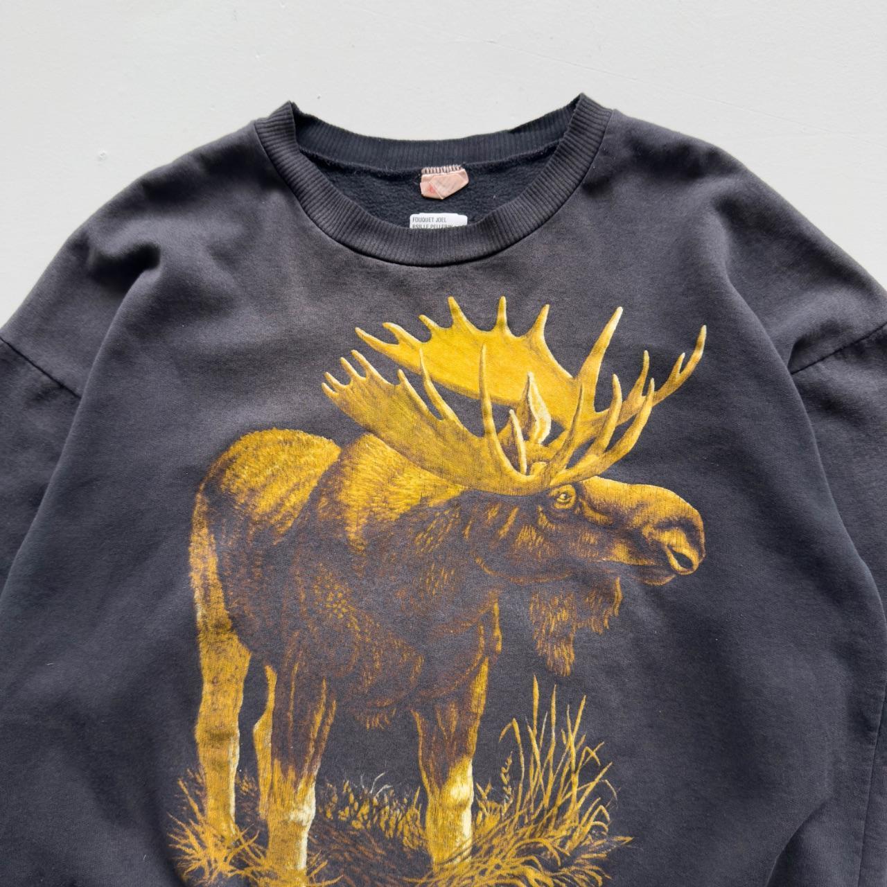 Faded Black Moose 90s Vintage Graphic Sweatshirt - XXL