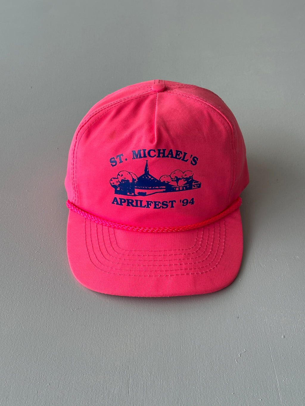 Neon Pink St. Michael's Aprilfest '94 Vintage SnapBack Trucker Cap