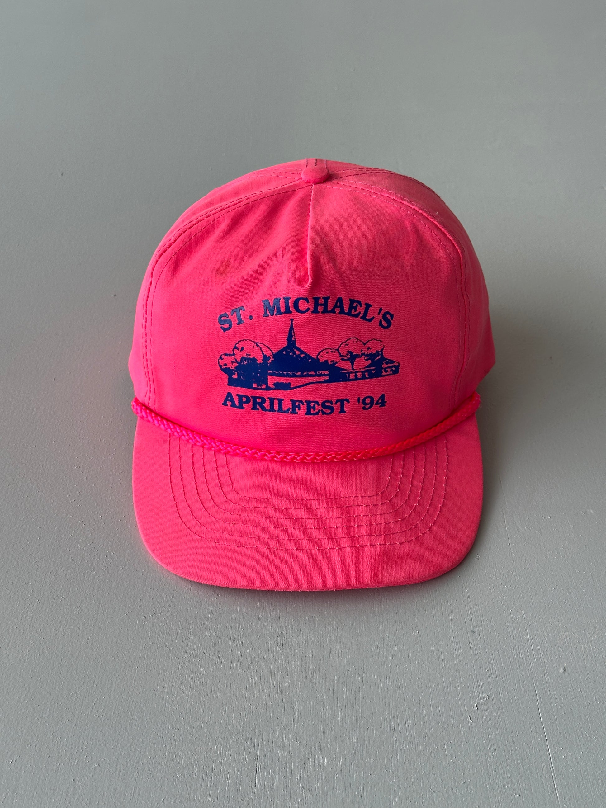 Neon Pink St. Michael's Aprilfest '94 Vintage SnapBack Trucker Cap