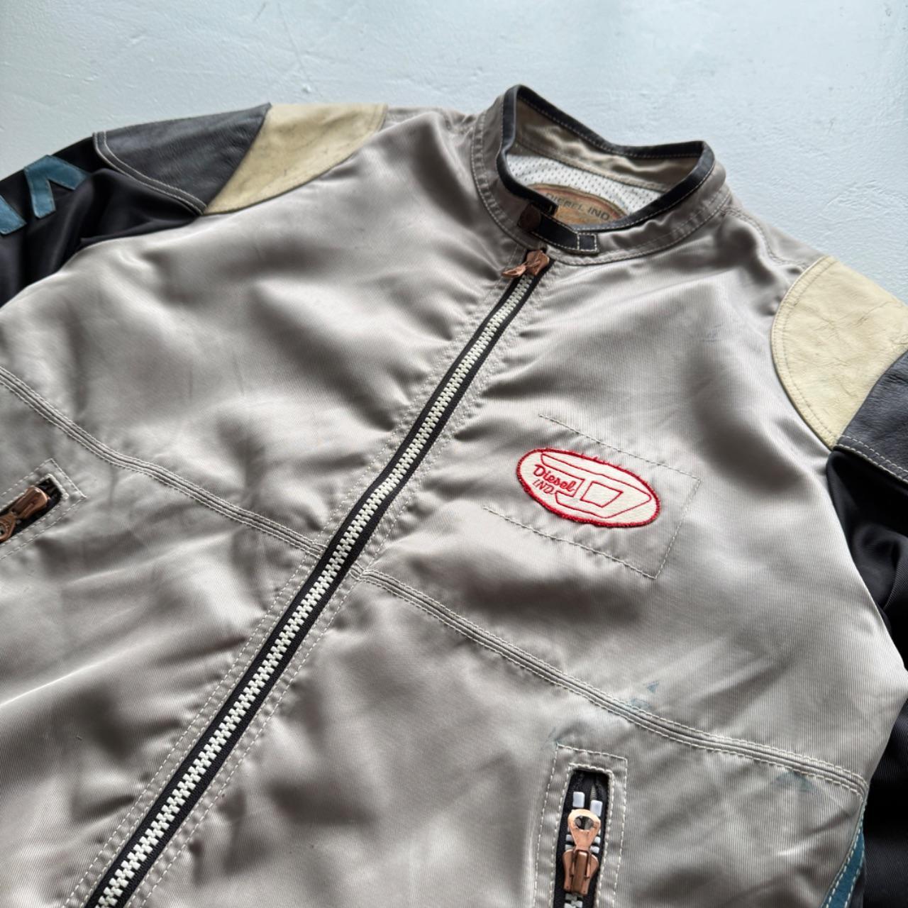 Grey Cream Diesel 90’s Vintage Biker Jacket - Large