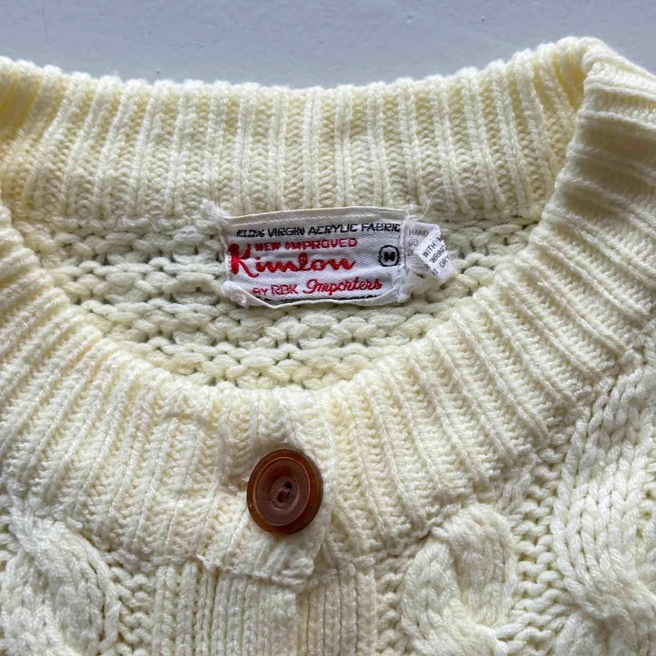 Cream 90s Vintage Fisherman Knitted Cardigan - Medium
