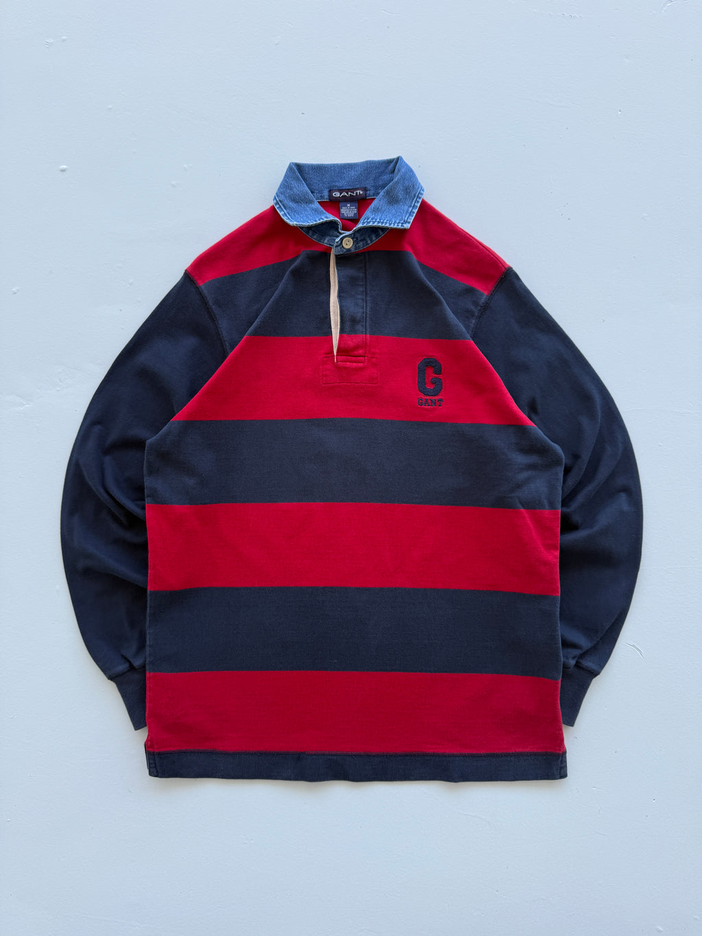 Red Navy GANT 00's Vintage Rugby Polo Shirt - Medium