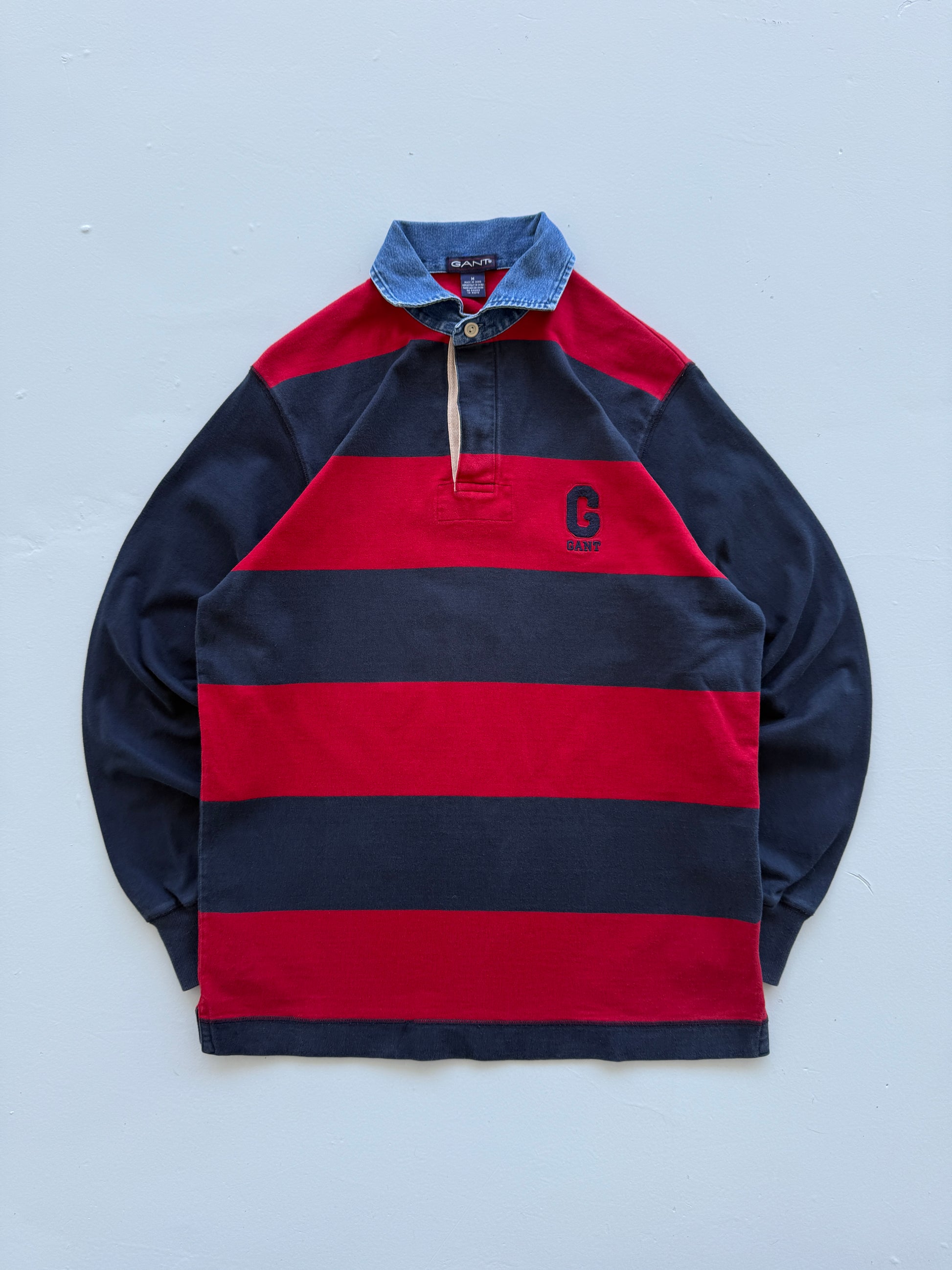 Red Navy GANT 00's Vintage Rugby Polo Shirt - Medium