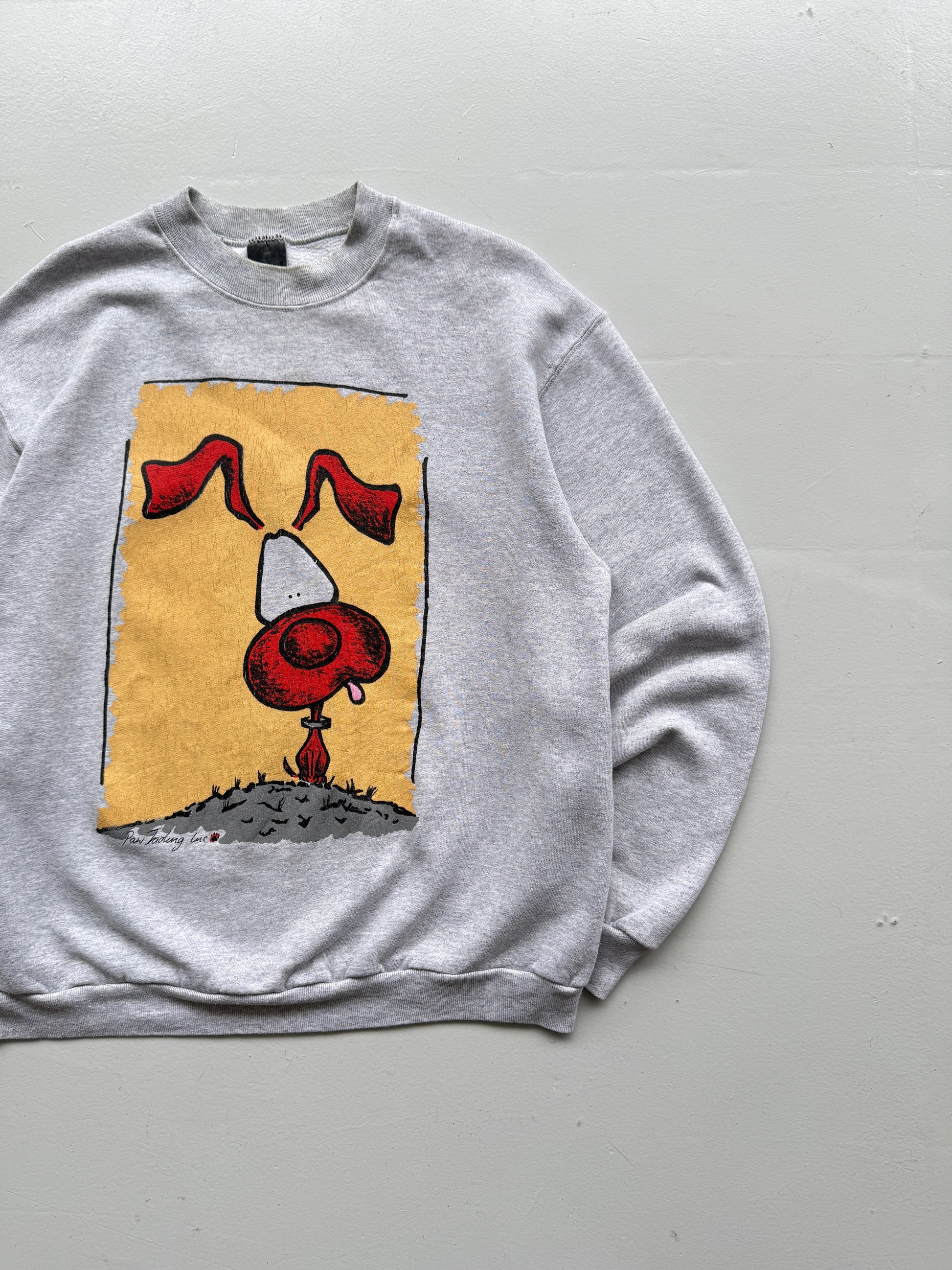 Grey Cartoon Dog 90's Vintage Graphic Sweatshirt Jumper - Large