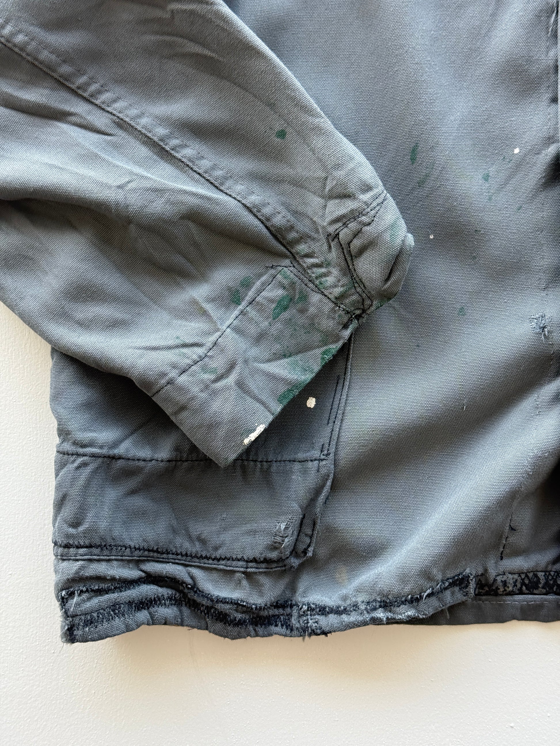 Grey Thrashed French Chore Jacket 90's Vintage Workwear CH318 - Small