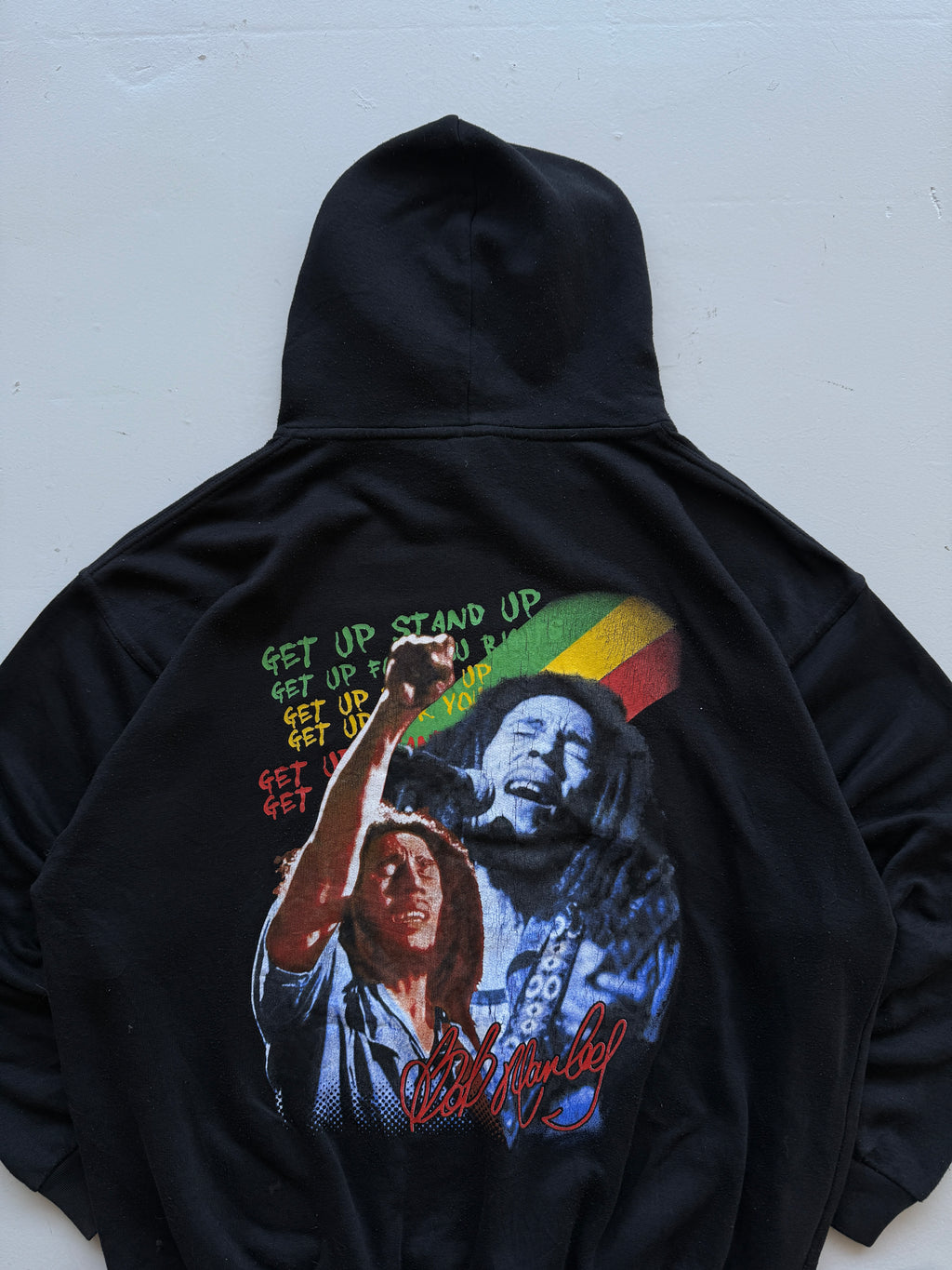 Black Bob Marley 90's Vintage Graphic Hoodie- Large