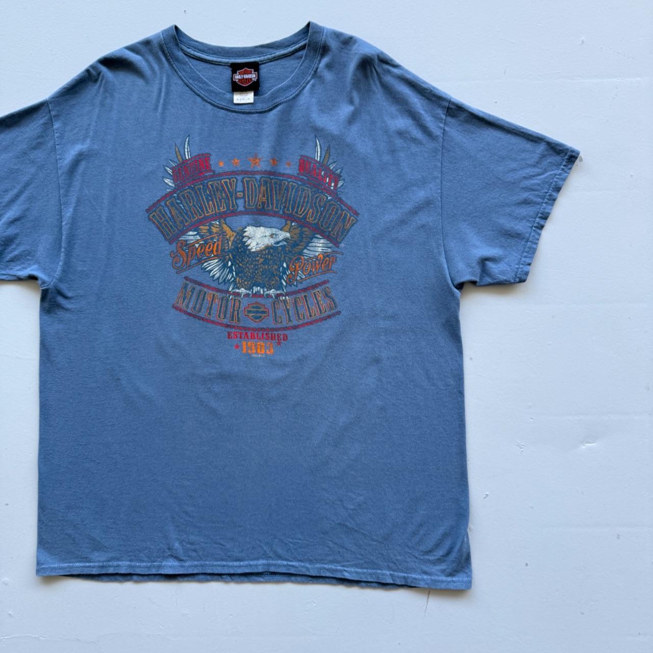 Pale Blue Harley Davidson 90s Vintage Graphic T-shirt - XL
