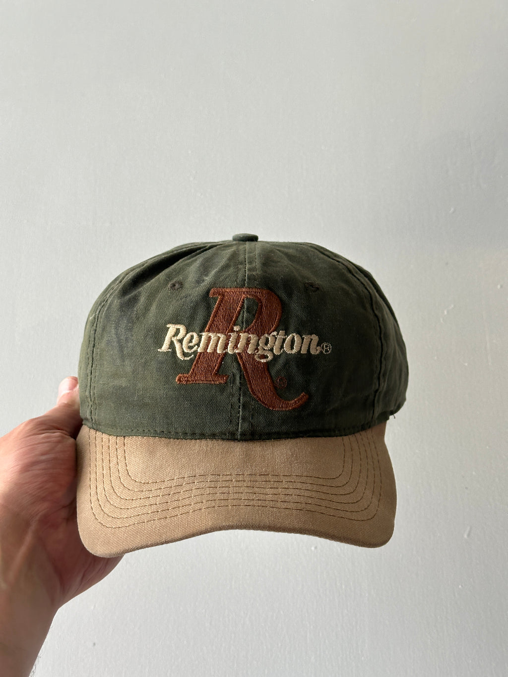 Olive / Tan Remington Firearms 90's Vintage SnapBack Trucker Cap