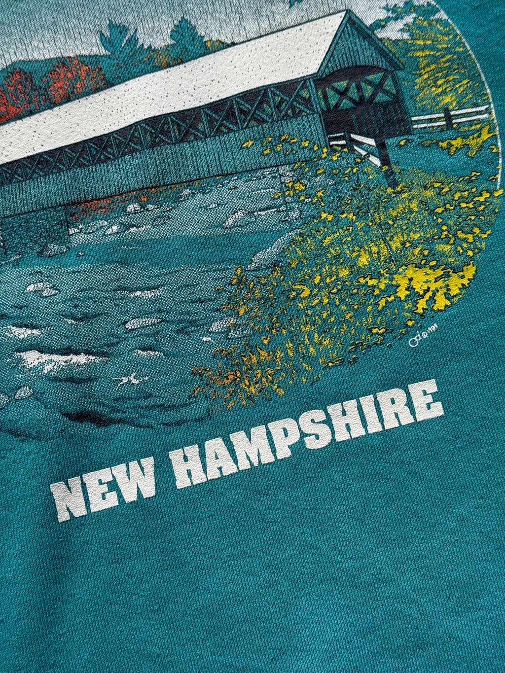 Teal New Hampshire Tourist Vintage Sweatshirt 90's Crewneck - Small