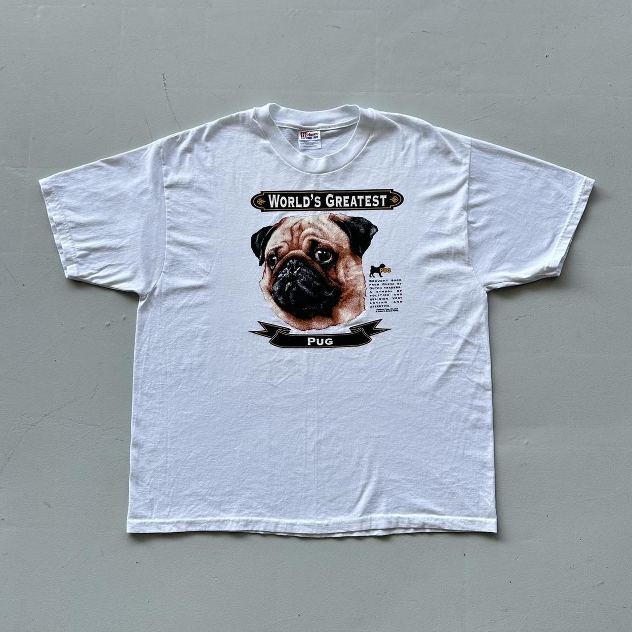 White Worlds Greatest Pug Vintage 90's T-shirt - XL